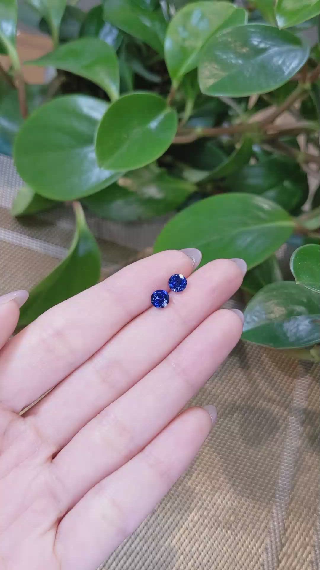 1.47 Ct.Tw.Total Carat Weight Blue Sapphire Pair from Ceylon (Sri Lanka) Size Video