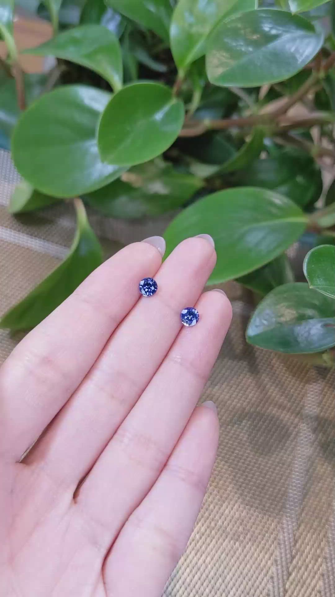 1.18&nbsp;Ct.Tw.Total Carat Weight Blue Sapphire Pair from Ceylon (Sri Lanka) Size Video