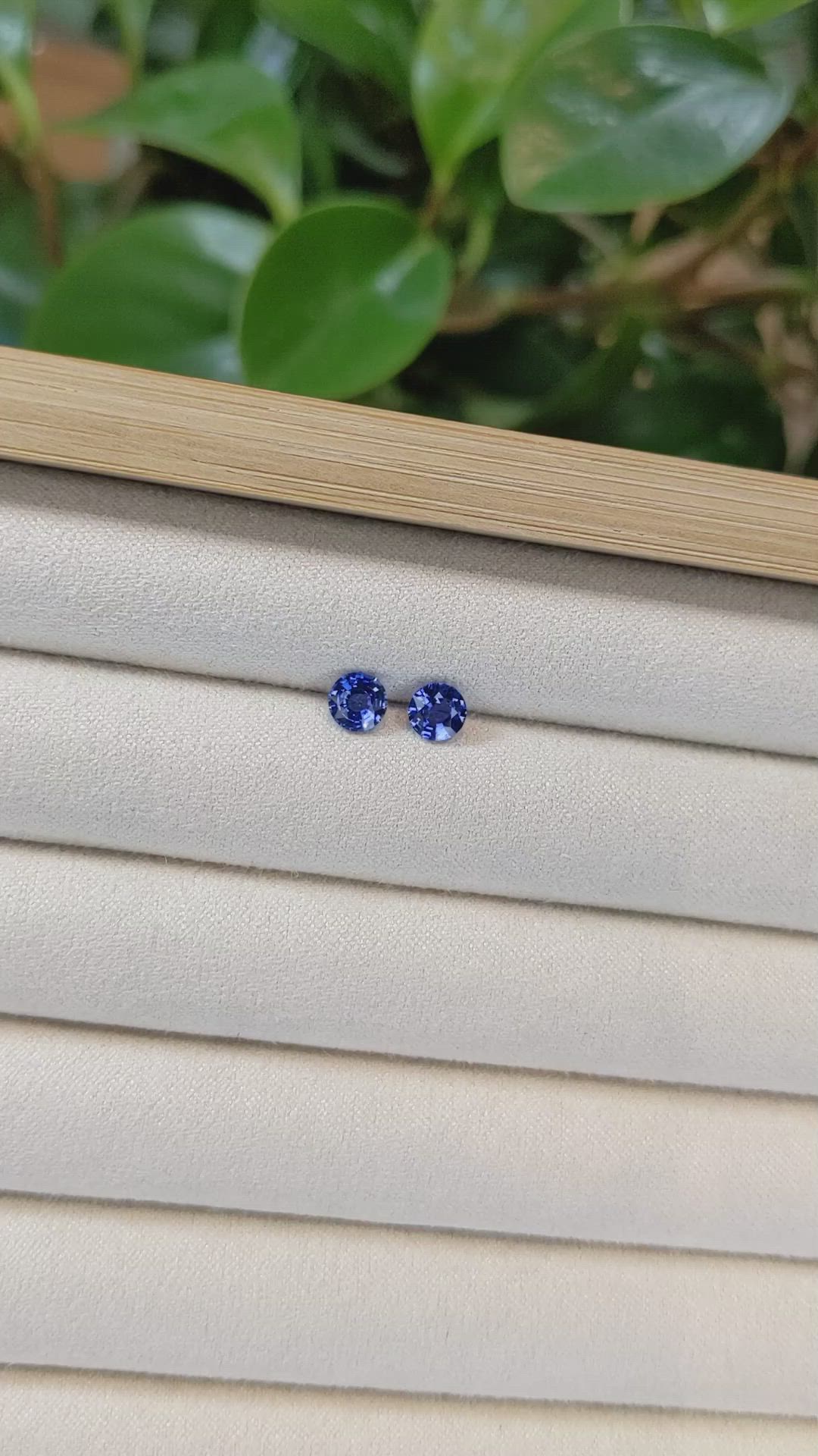 1.36 Ct.Tw.Total Carat Weight Blue Sapphire Pair from Ceylon (Sri Lanka) Size Video