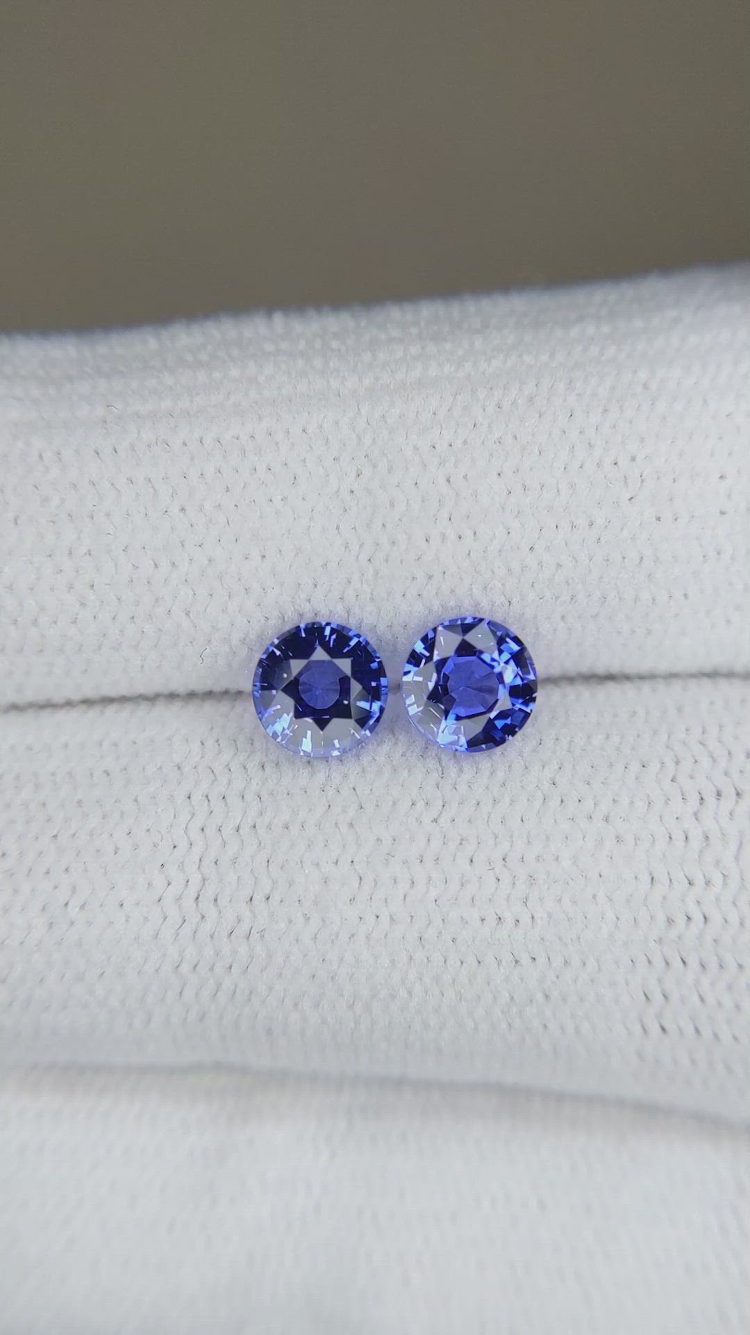 1.36 Ct.Tw.Total Carat Weight Blue Sapphire Pair from Ceylon (Sri Lanka) Size Video