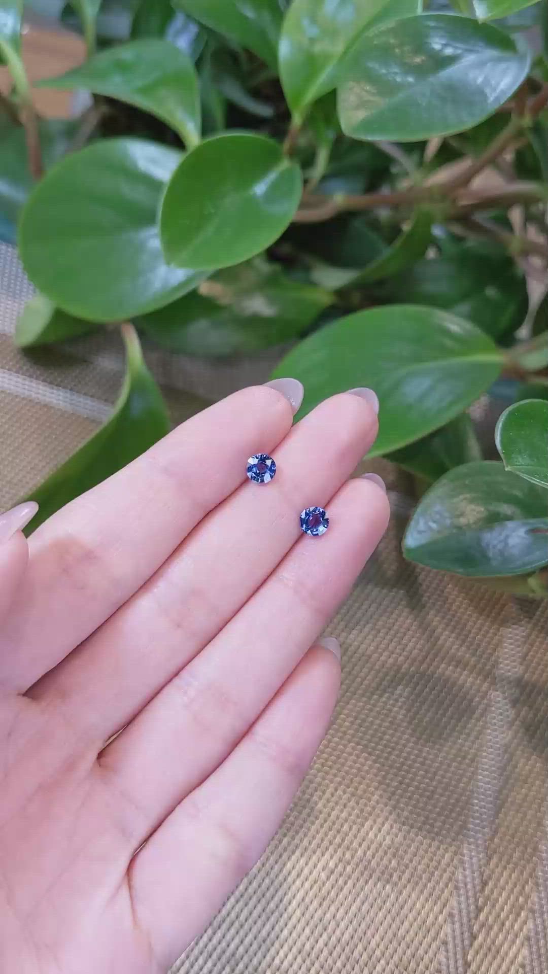1.36 Ct.Tw.Total Carat Weight Blue Sapphire Pair from Ceylon (Sri Lanka) Size Video