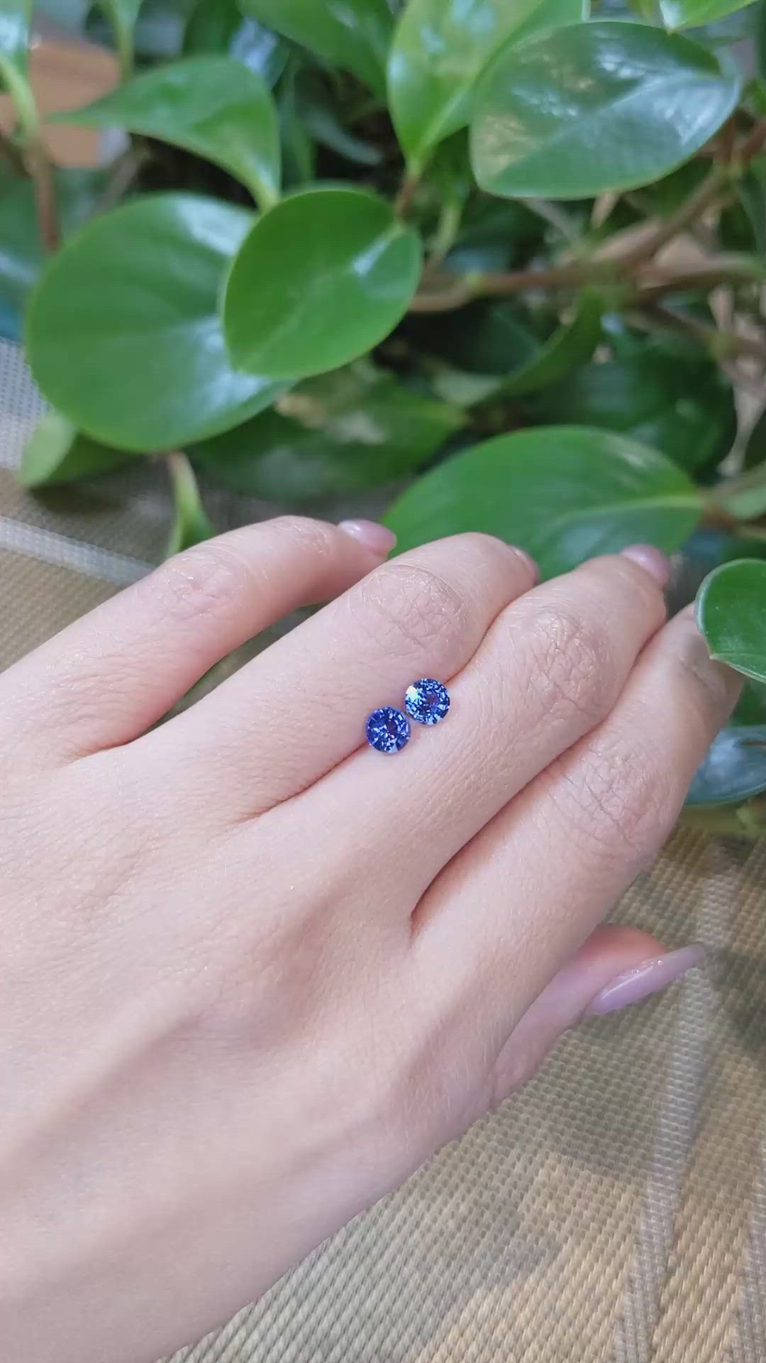 1.21&nbsp;Ct.Tw.Total Carat Weight Blue Sapphire Pair from Ceylon (Sri Lanka) Size Video