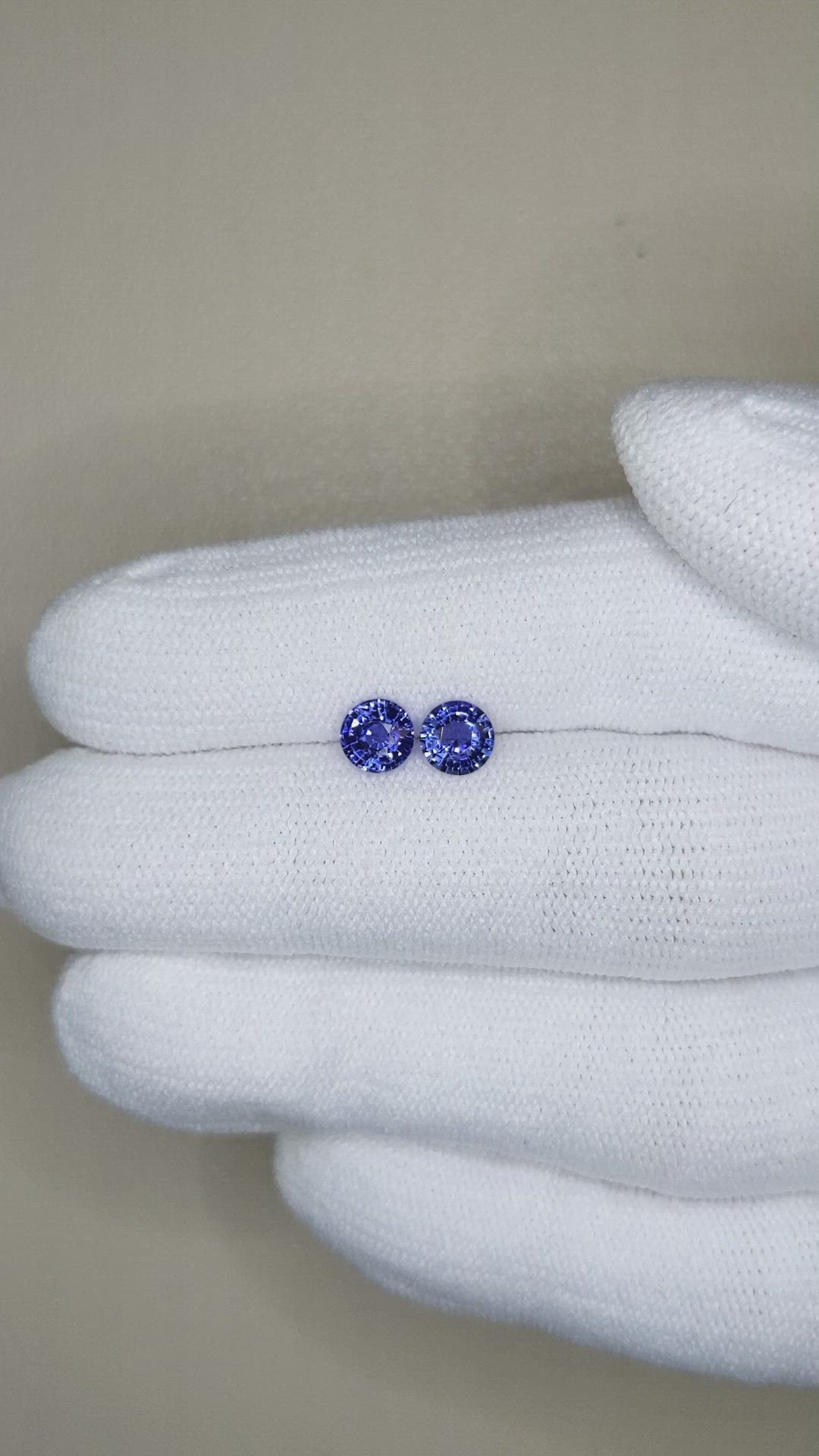 1.17&nbsp;Ct.Tw.Total Carat Weight Blue Sapphire Pair from Ceylon (Sri Lanka) Size Video