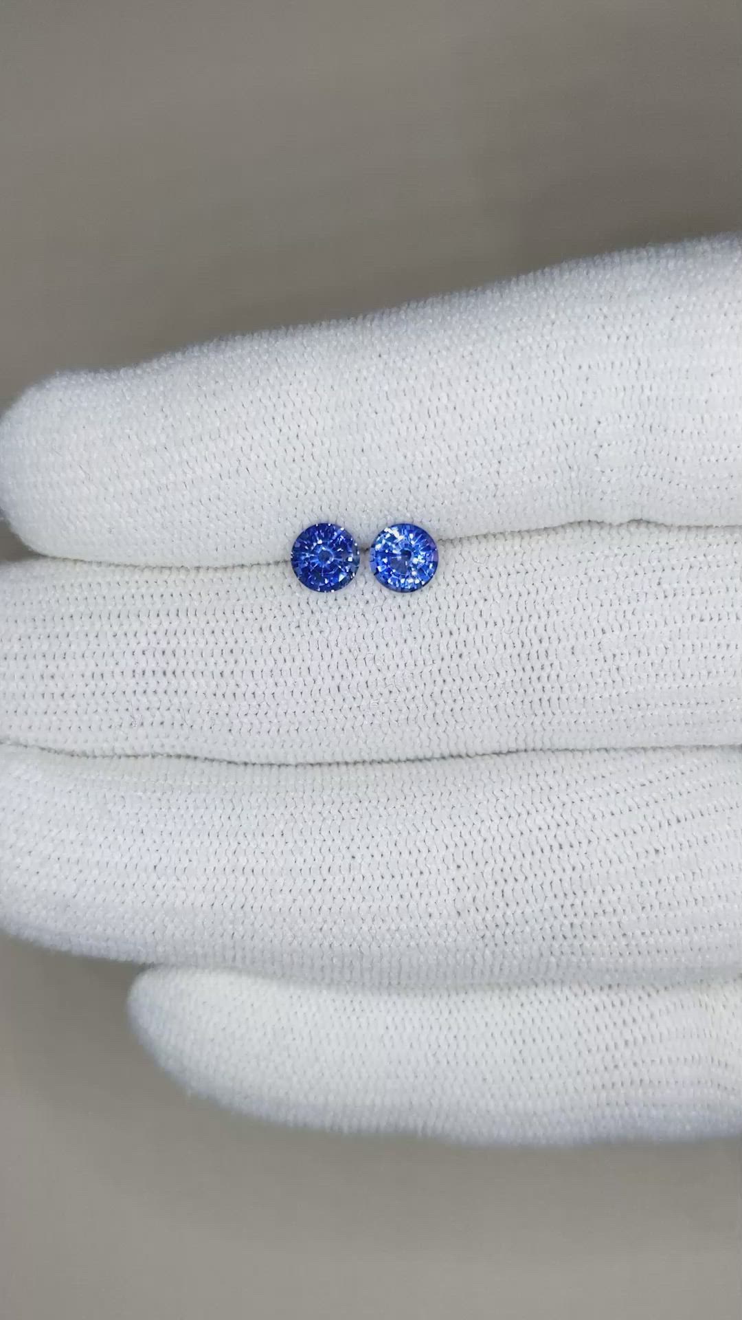 1.28 Ct.Tw.Total Carat Weight Blue Sapphire Pair from Ceylon (Sri Lanka) Size Video