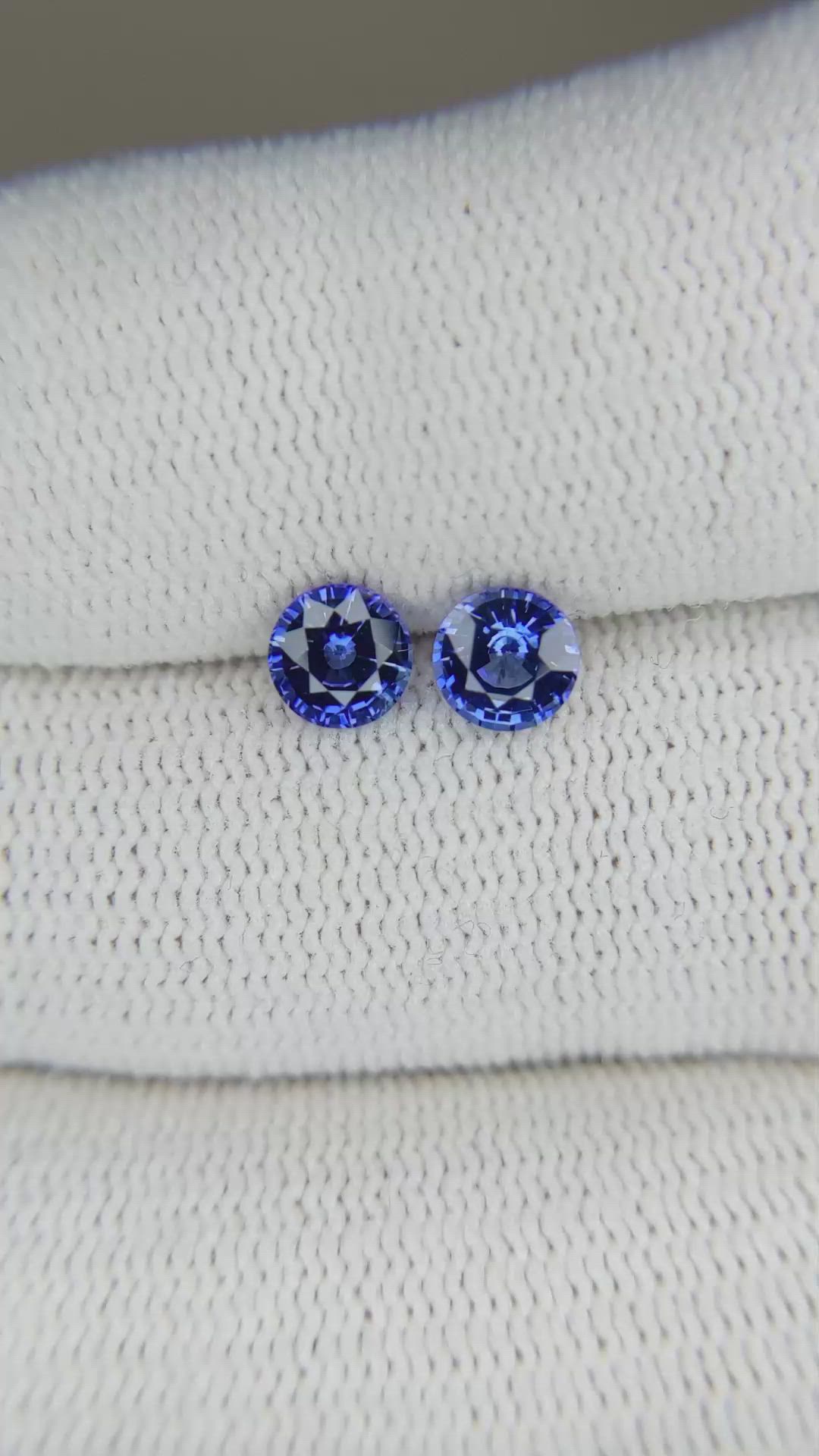 1.28 Ct.Tw.Total Carat Weight Blue Sapphire Pair from Ceylon (Sri Lanka) Size Video