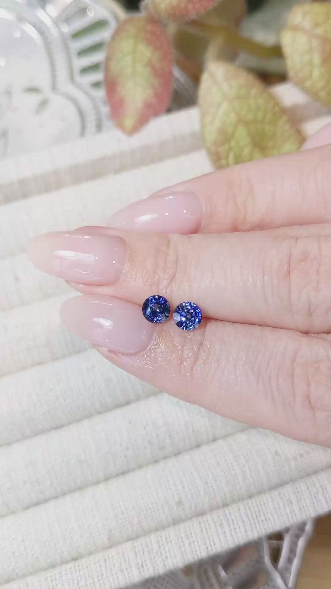 1.28 Ct.Tw.Total Carat Weight Blue Sapphire Pair from Ceylon (Sri Lanka) Size Video
