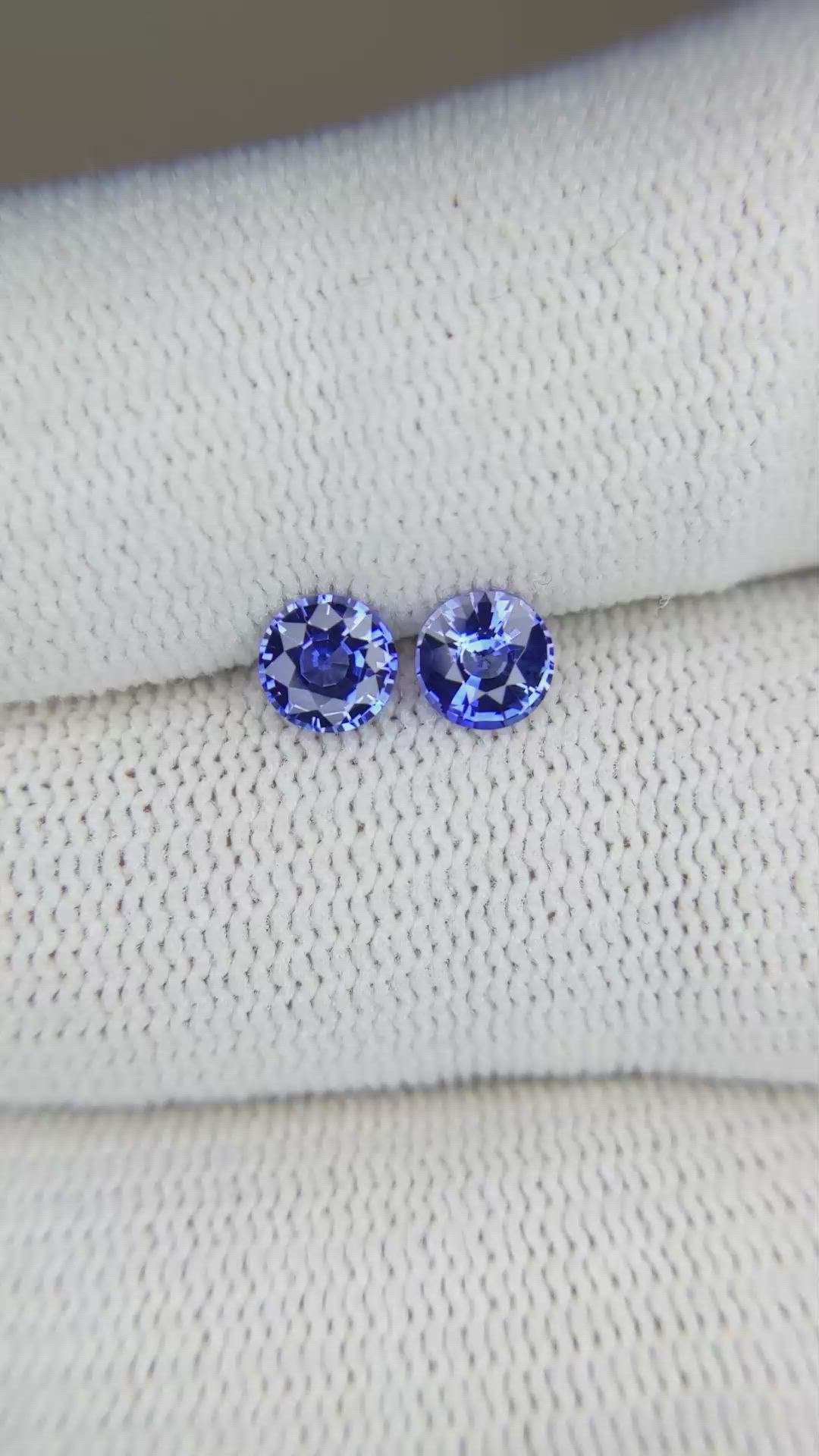 1.11 Ct.Tw.Total Carat Weight Blue Sapphire Pair from Ceylon (Sri Lanka) Size Video