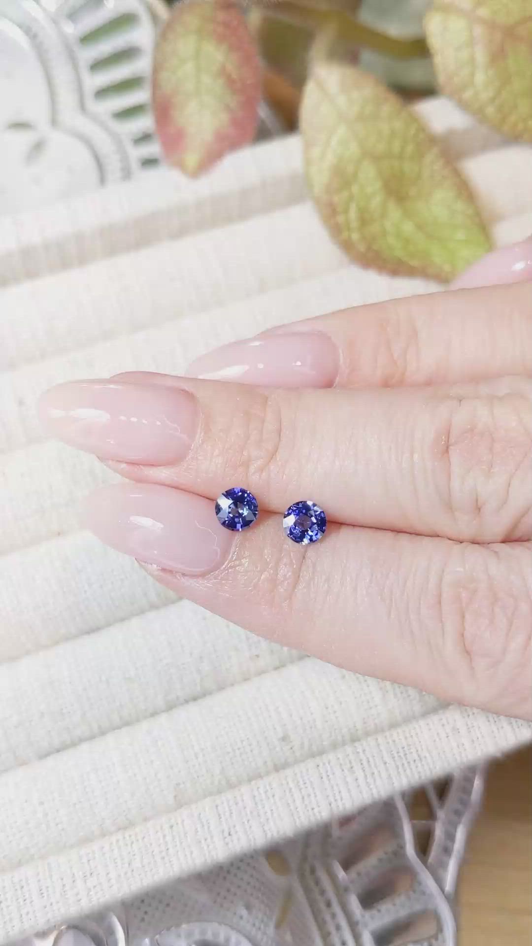 1.11 Ct.Tw.Total Carat Weight Blue Sapphire Pair from Ceylon (Sri Lanka) Size Video