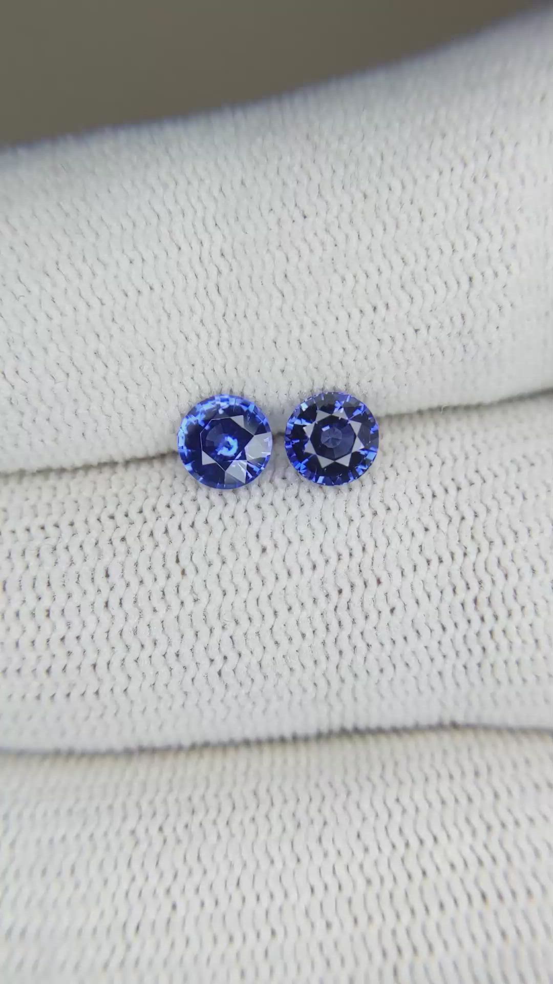 1.27 Ct.Tw.Total Carat Weight Blue Sapphire Pair from Ceylon (Sri Lanka) Size Video