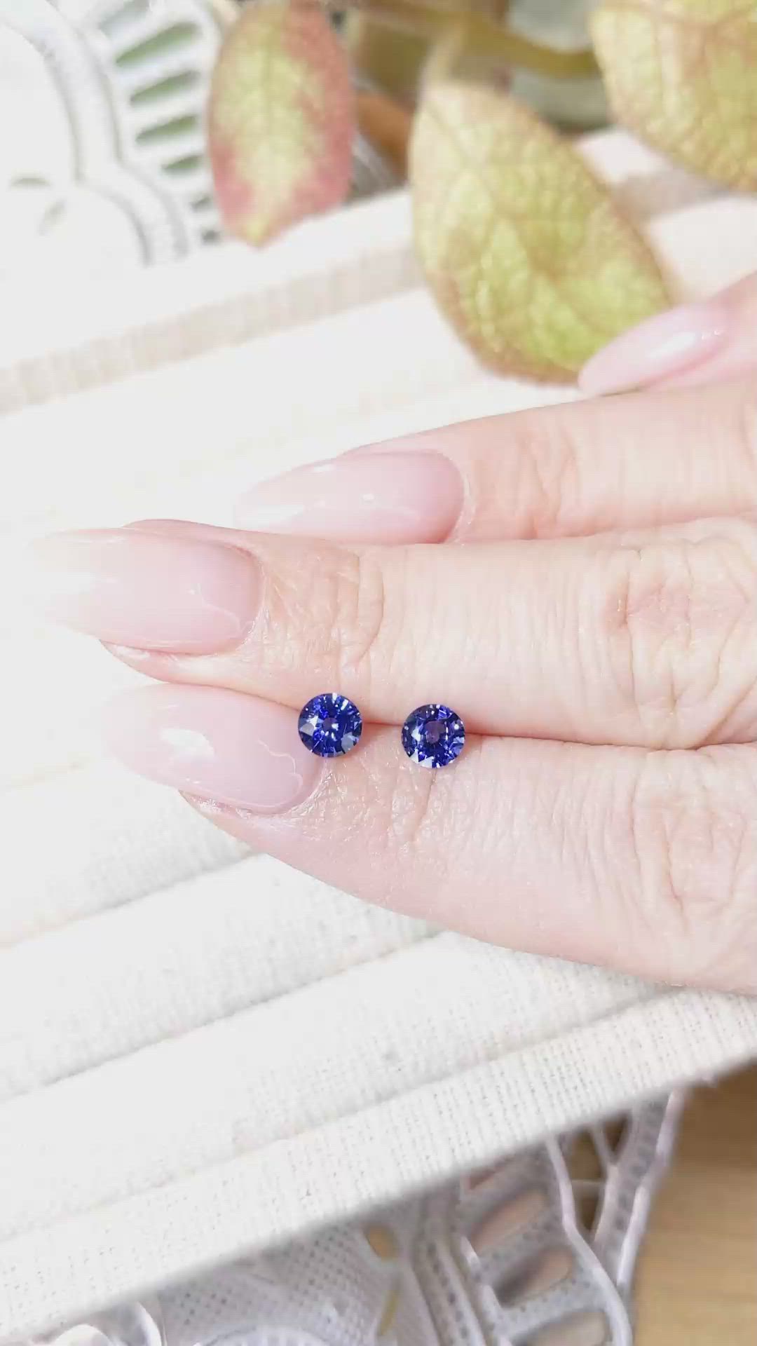 1.27 Ct.Tw.Total Carat Weight Blue Sapphire Pair from Ceylon (Sri Lanka) Size Video