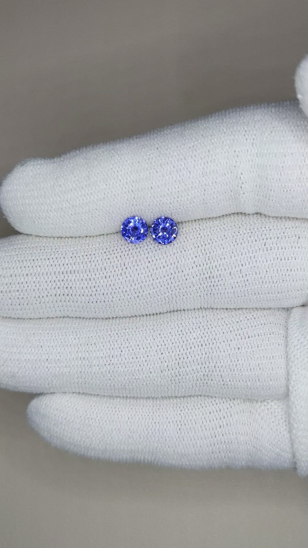 1.17 Ct.Tw.Total Carat Weight Blue Sapphire Pair from Ceylon (Sri Lanka) Size Video