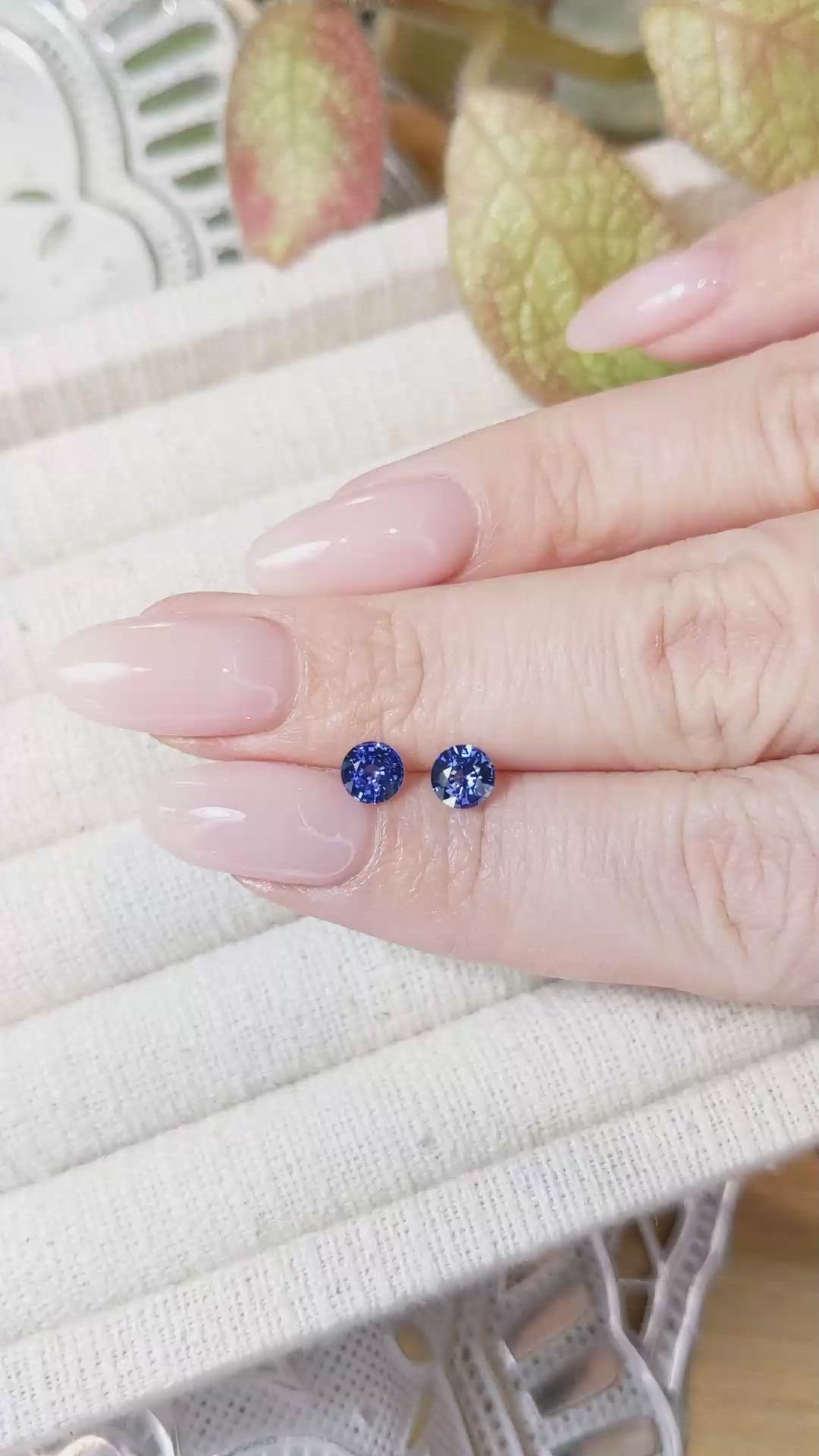 1.17 Ct.Tw.Total Carat Weight Blue Sapphire Pair from Ceylon (Sri Lanka) Size Video