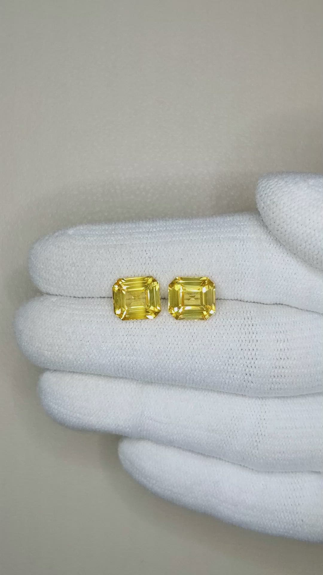 6.12 Ct.Tw.Total Carat Weight Yellow Sapphire Pair from Ceylon (Sri Lanka) Size Video