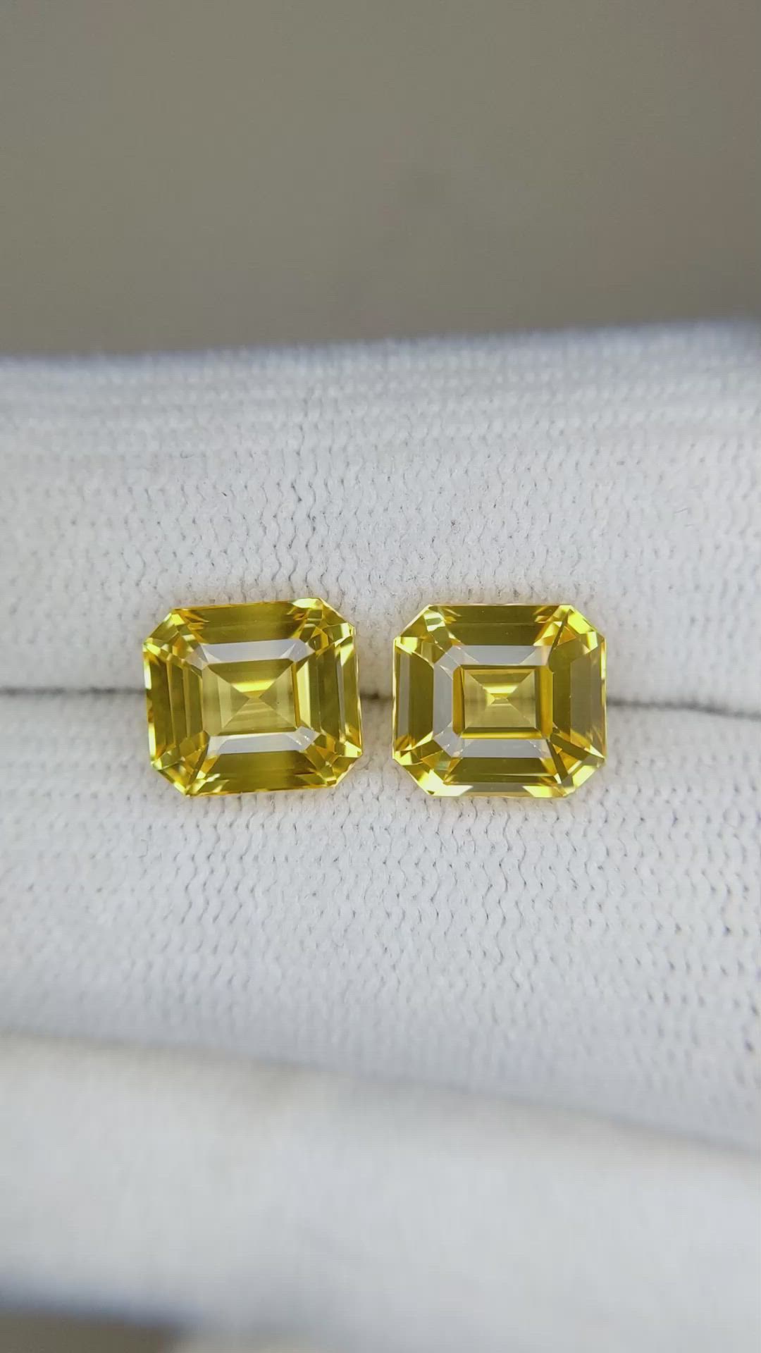 6.12 Ct.Tw.Total Carat Weight Yellow Sapphire Pair from Ceylon (Sri Lanka) Size Video