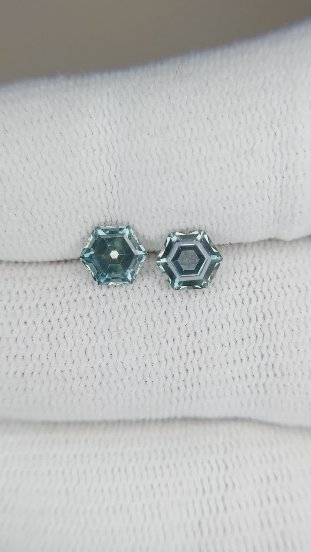 1.93 Ct.Tw.Total Carat Weight Greyish Blue Sapphire Pair from Montana Size Video