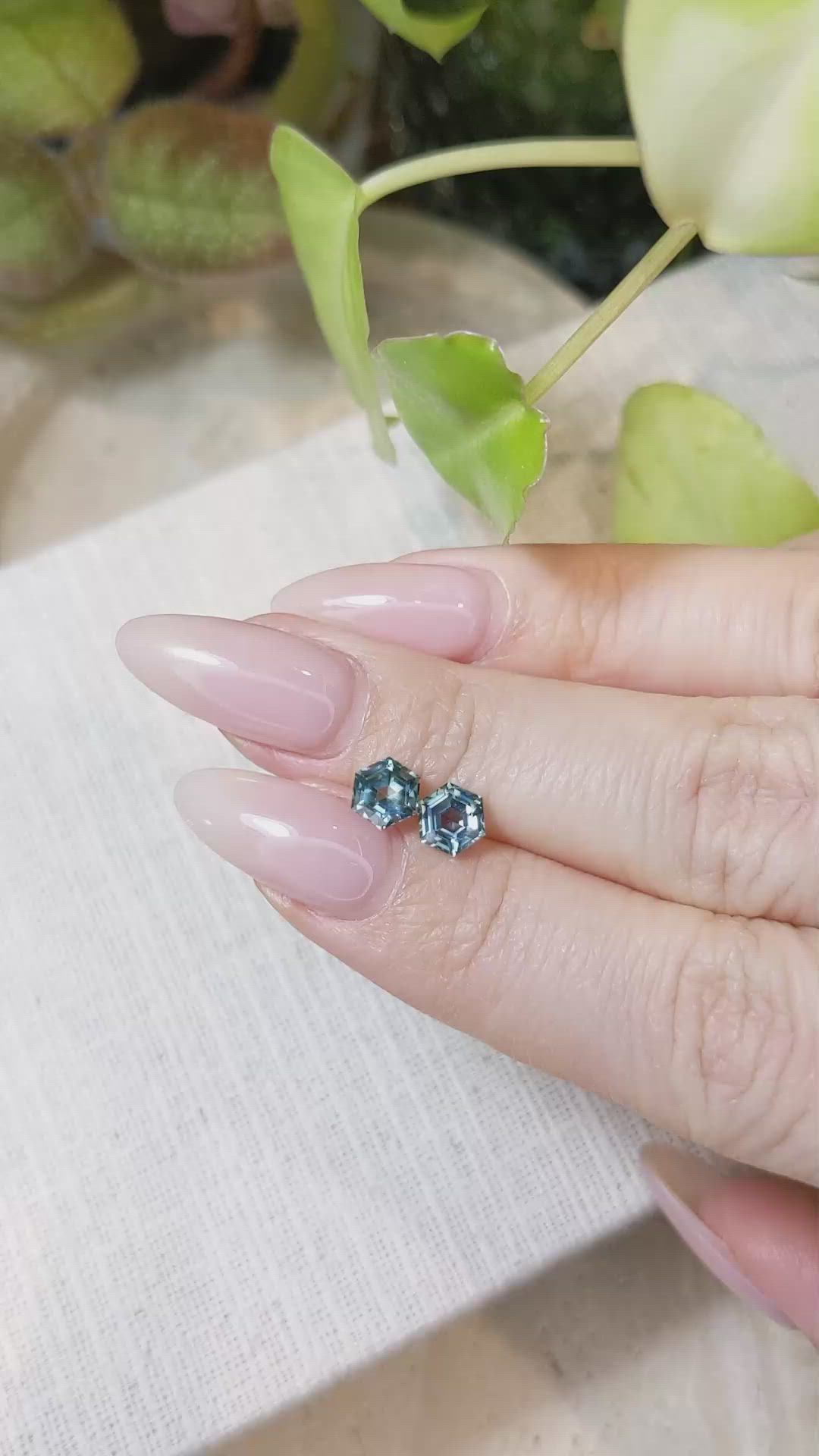 1.93 Ct.Tw.Total Carat Weight Greyish Blue Sapphire Pair from Montana Size Video