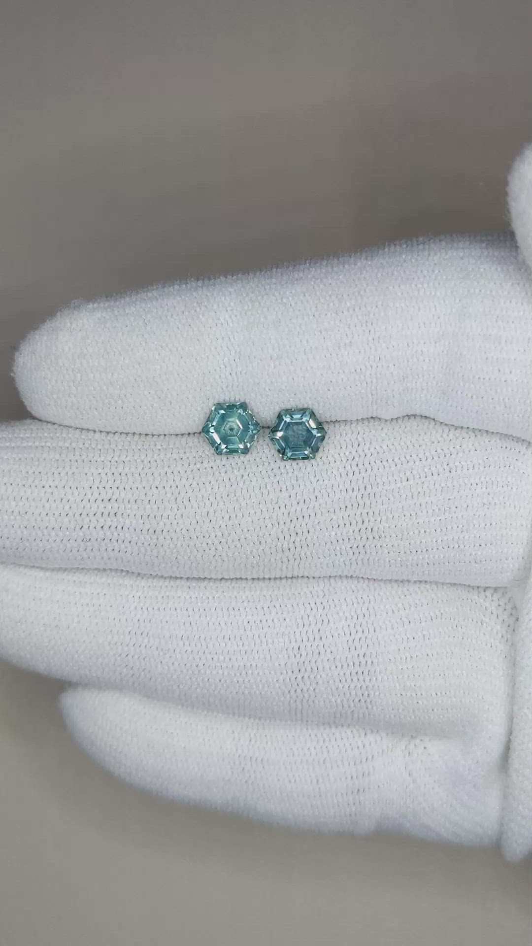 1.93 Ct.Tw.Total Carat Weight Greyish Blue Sapphire Pair from Montana Size Video