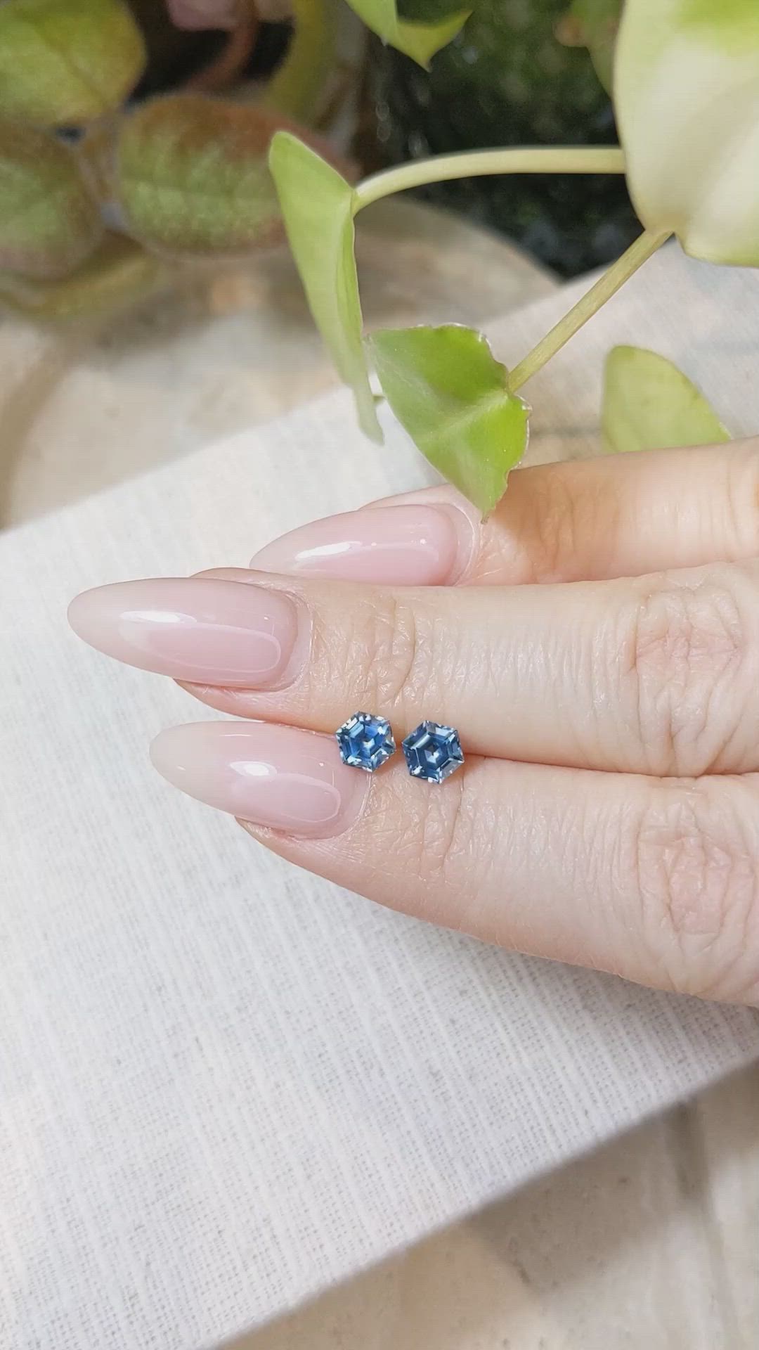 1.48&nbsp;Ct.Tw.Total Carat Weight Greenish Blue Sapphire Pair from Montana Size Video