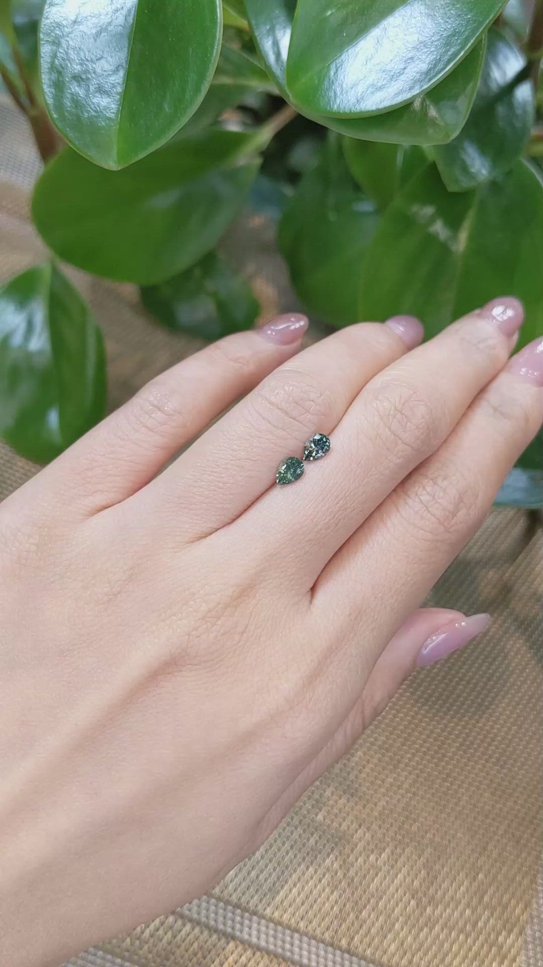 0.94&nbsp;Ct.Tw.Total Carat Weight Greenish Blue Sapphire Pair from Montana Size Video