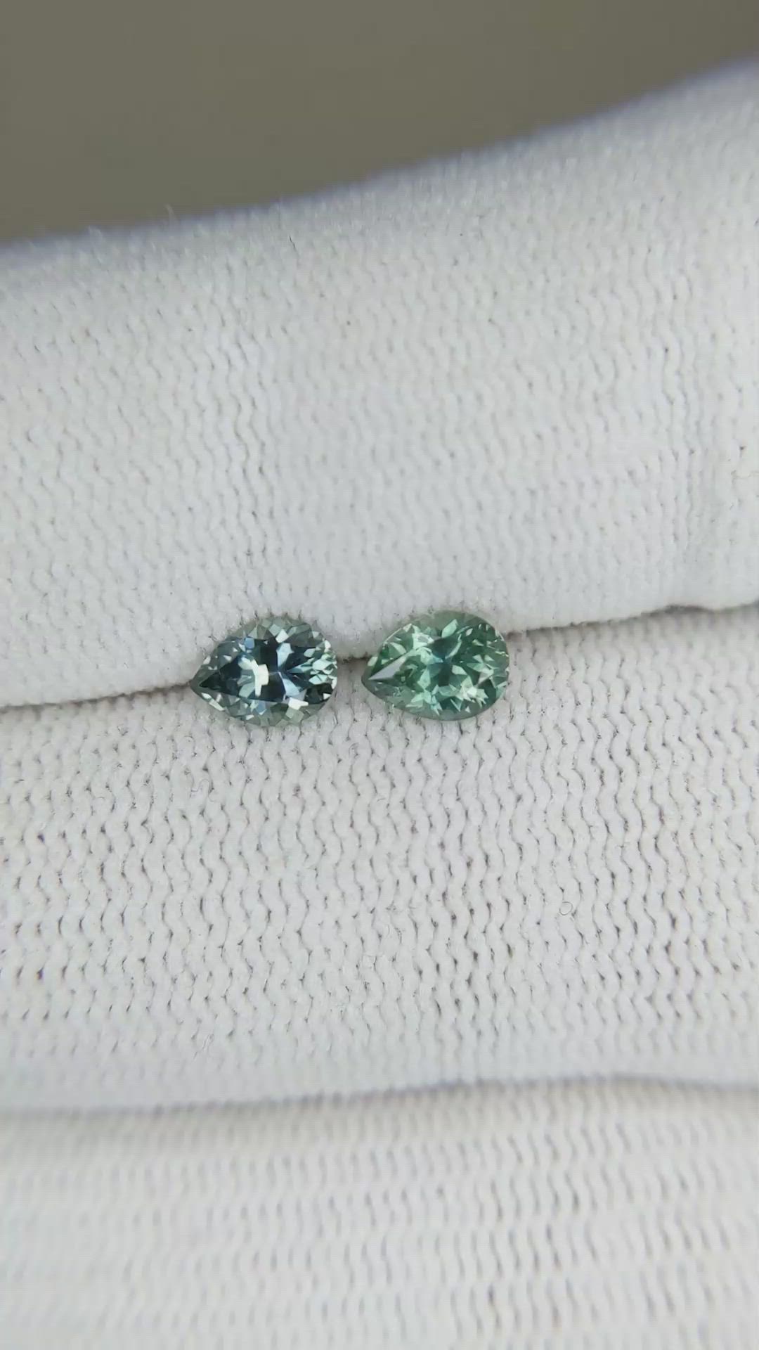 0.94&nbsp;Ct.Tw.Total Carat Weight Greenish Blue Sapphire Pair from Montana Size Video