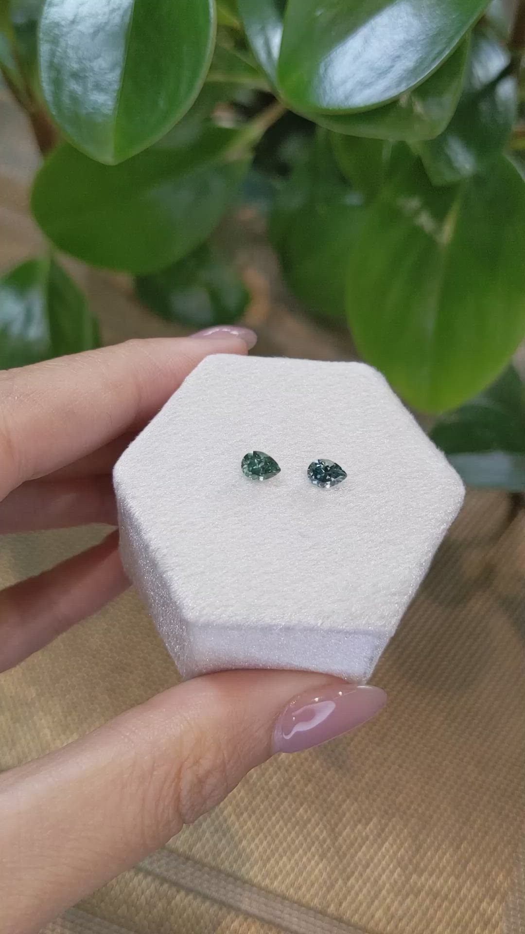 0.94&nbsp;Ct.Tw.Total Carat Weight Greenish Blue Sapphire Pair from Montana Size Video