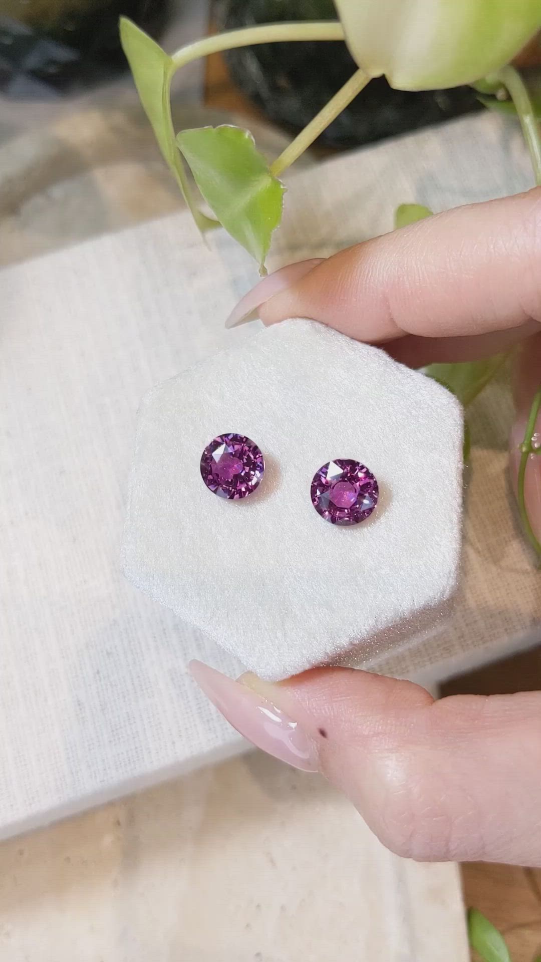 5.08 Ct.Tw.Total Carat Weight Purplish Pink Sapphire Pair from Ceylon (Sri Lanka) Size Video