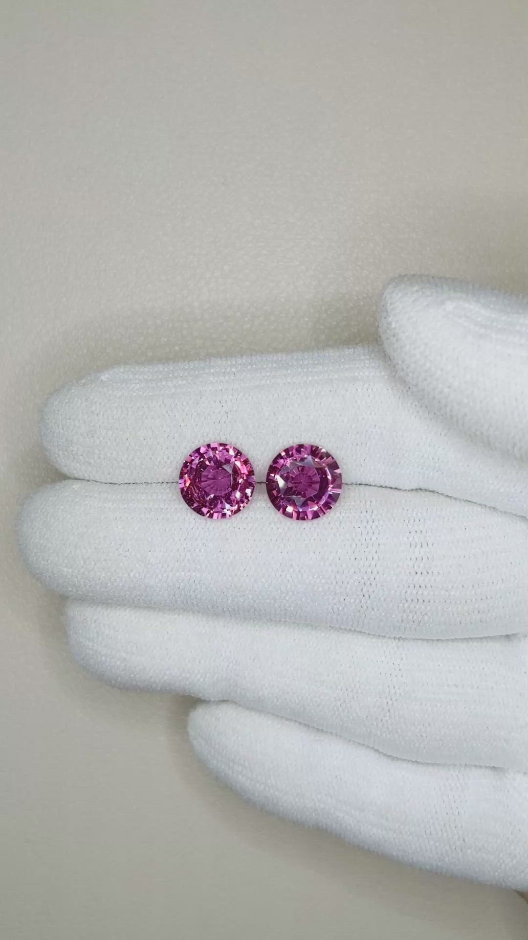 5.08 Ct.Tw.Total Carat Weight Purplish Pink Sapphire Pair from Ceylon (Sri Lanka) Size Video