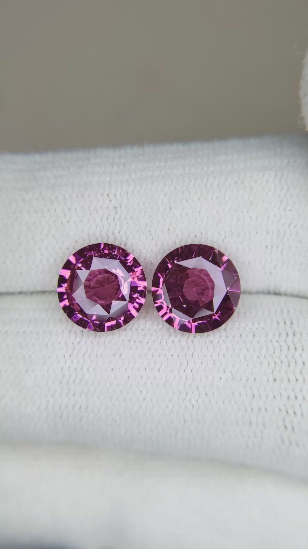 5.08 Ct.Tw.Total Carat Weight Purplish Pink Sapphire Pair from Ceylon (Sri Lanka) Size Video