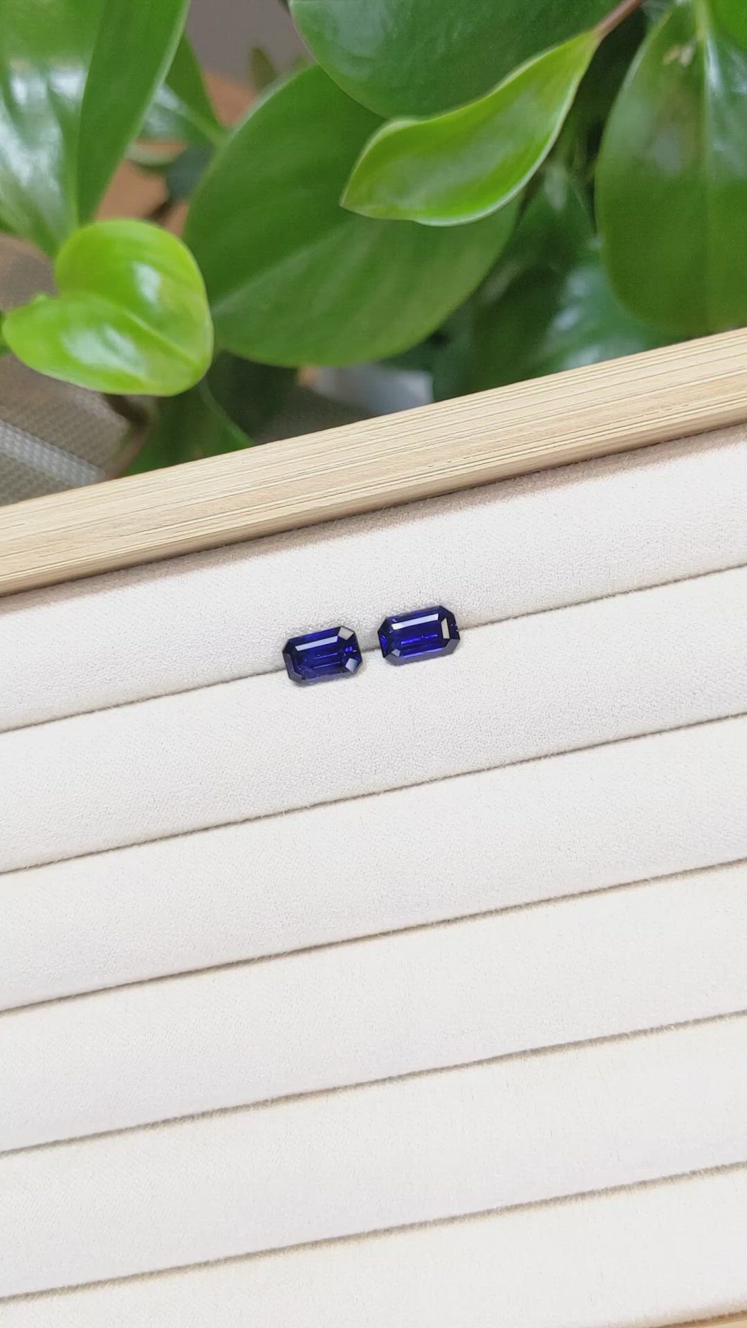 4.07 Ct.Tw.Total Carat Weight Blue Sapphire Pair from Ceylon (Sri Lanka) Size Video