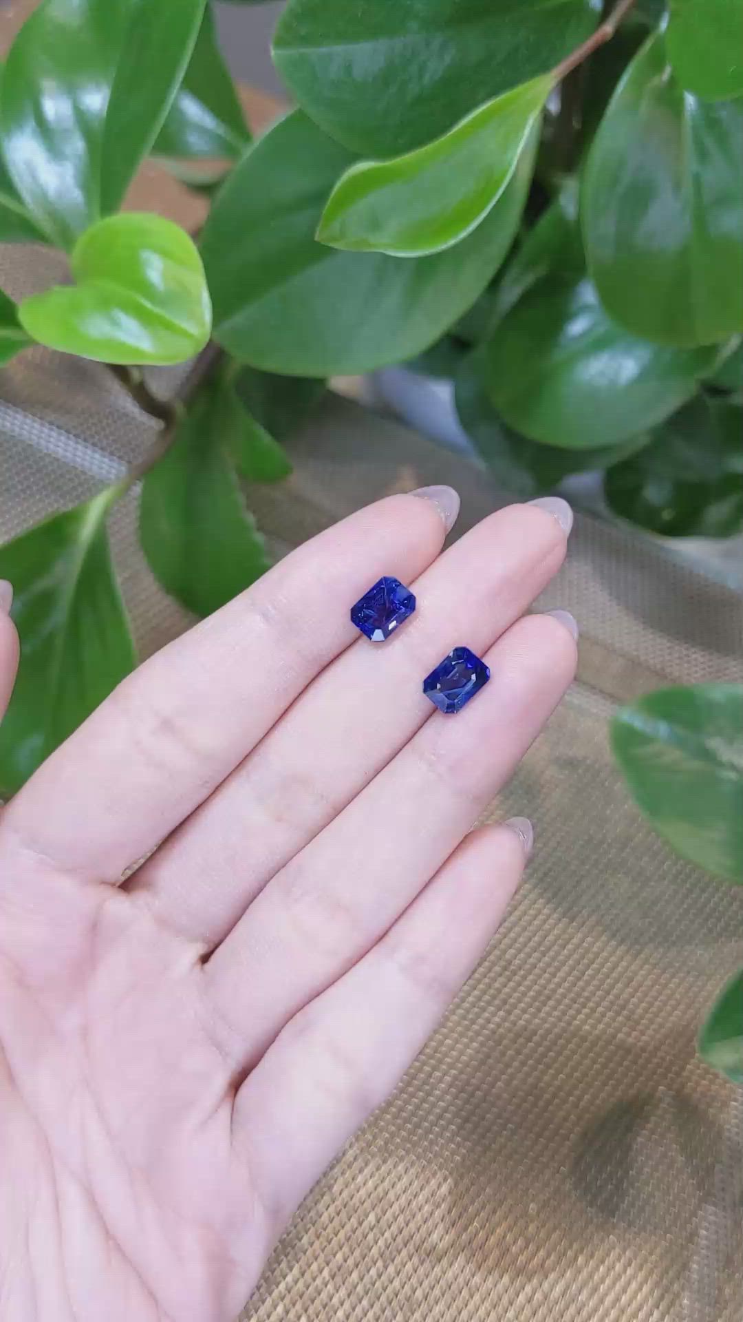 4.43&nbsp;Ct.Tw.Total Carat Weight Blue Sapphire Pair from Ceylon (Sri Lanka) Size Video