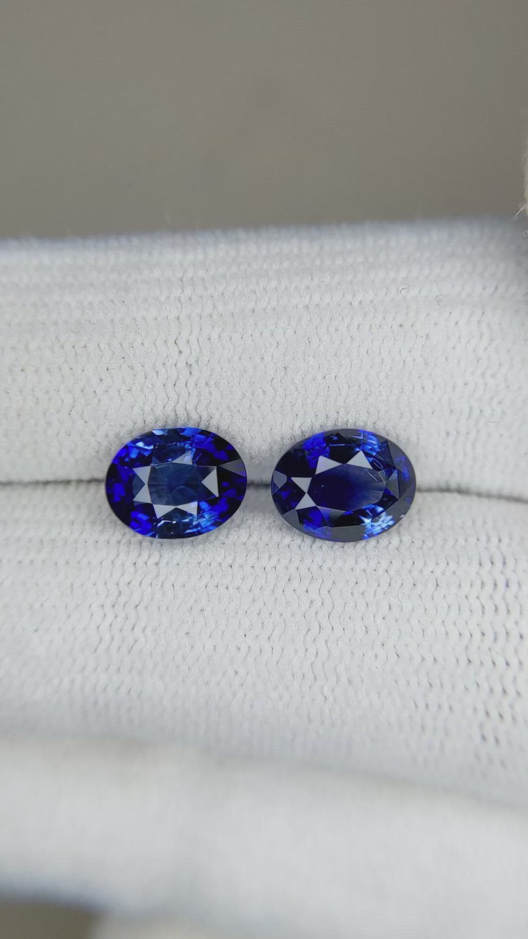 3.64 Ct.Tw.Total Carat Weight Blue Sapphire Pair from Ceylon (Sri Lanka) Size Video