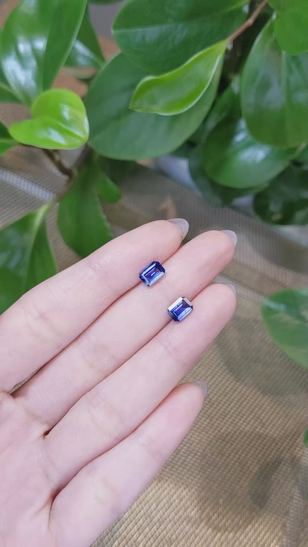 2.04 Ct.Tw.Total Carat Weight Blue Sapphire Pair from Ceylon (Sri Lanka) Size Video