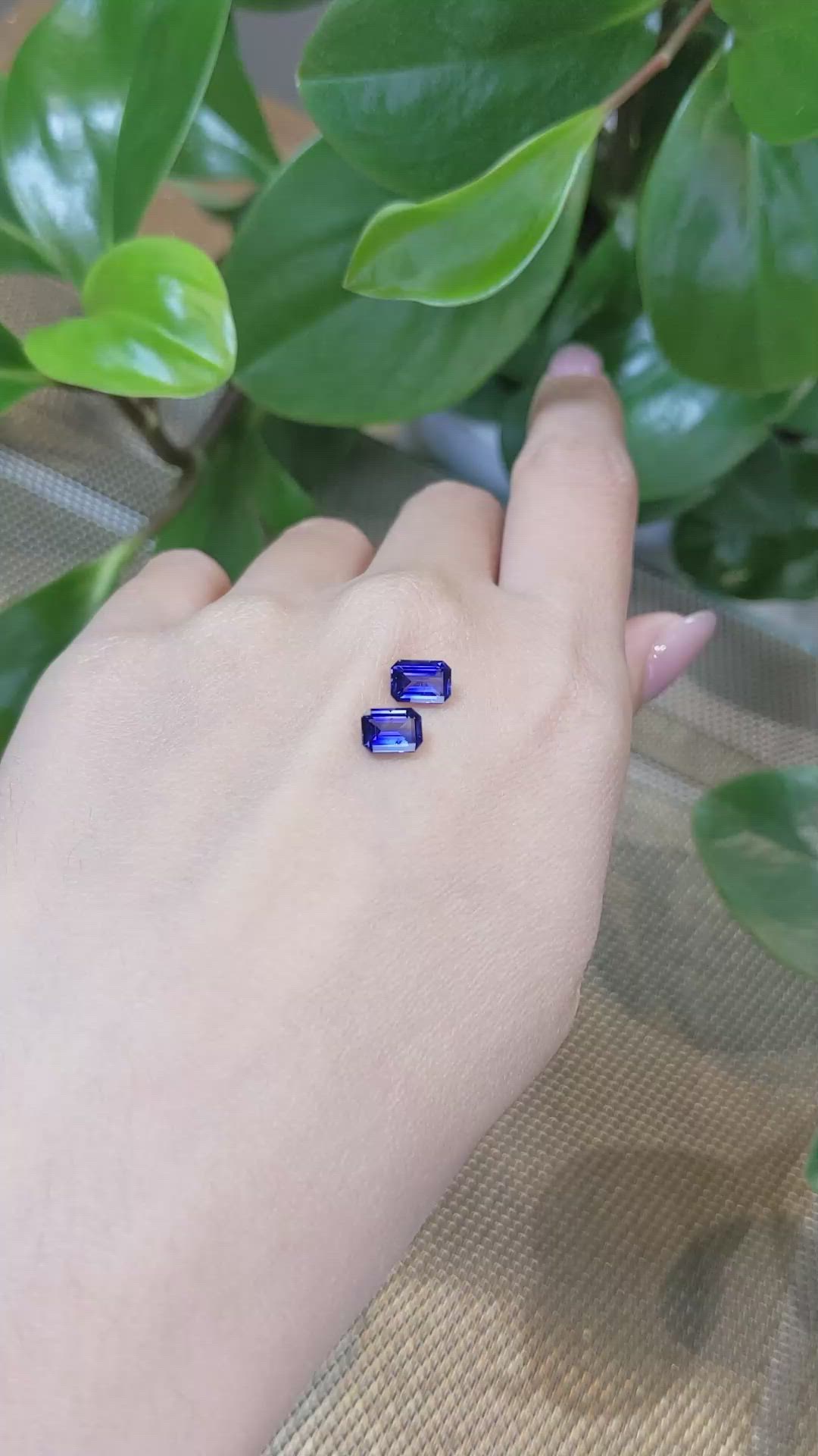 2.04 Ct.Tw.Total Carat Weight Blue Sapphire Pair from Ceylon (Sri Lanka) Size Video