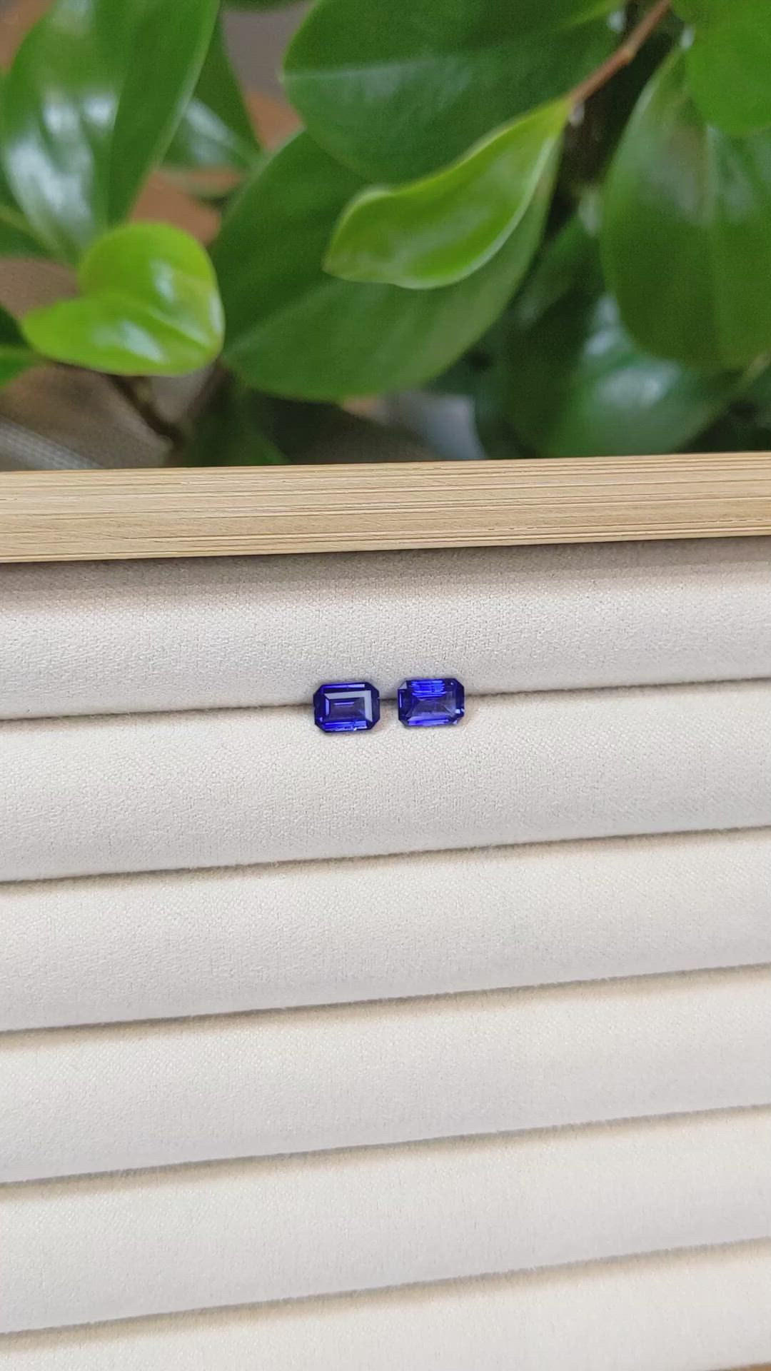 2.04 Ct.Tw.Total Carat Weight Blue Sapphire Pair from Ceylon (Sri Lanka) Size Video