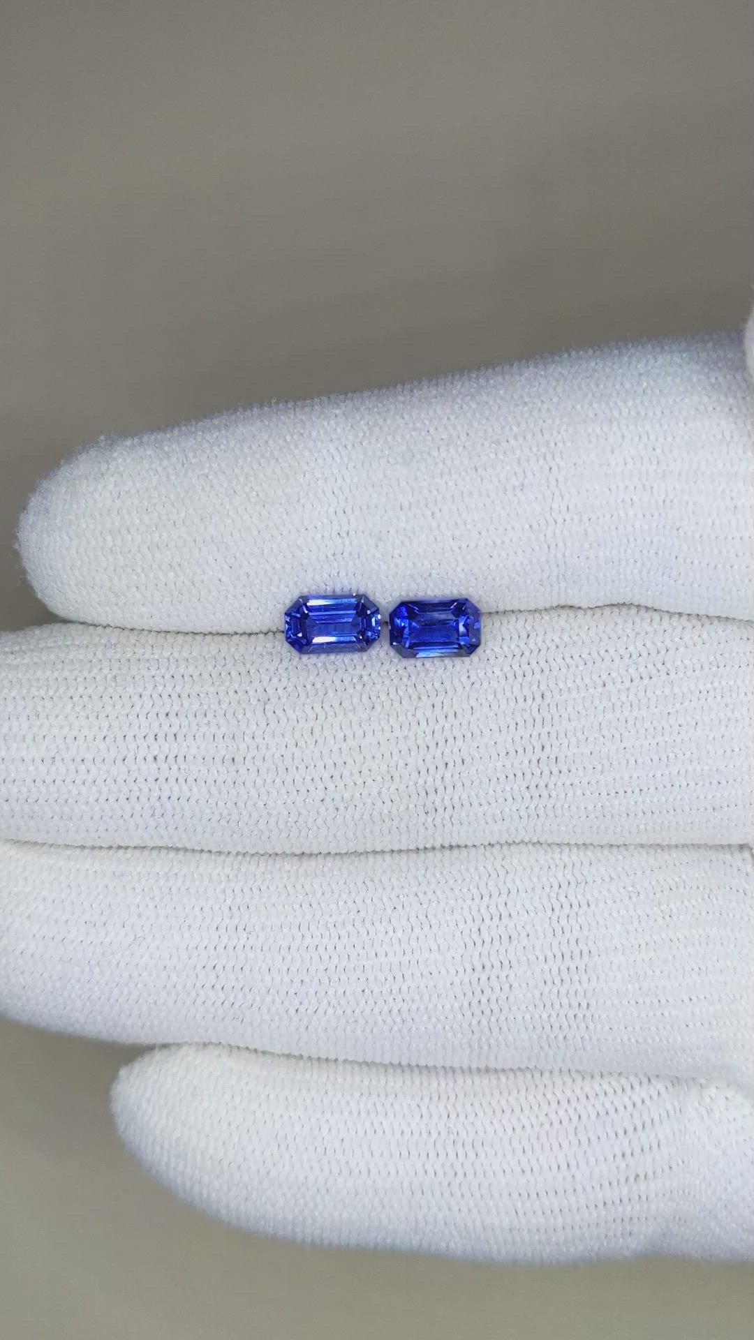 2.23 Ct.Tw.Total Carat Weight Blue Sapphire Pair from Ceylon (Sri Lanka) Size Video