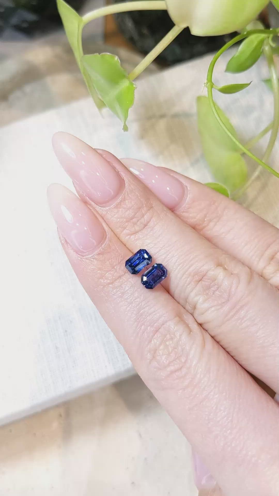 2.23 Ct.Tw.Total Carat Weight Blue Sapphire Pair from Ceylon (Sri Lanka) Size Video