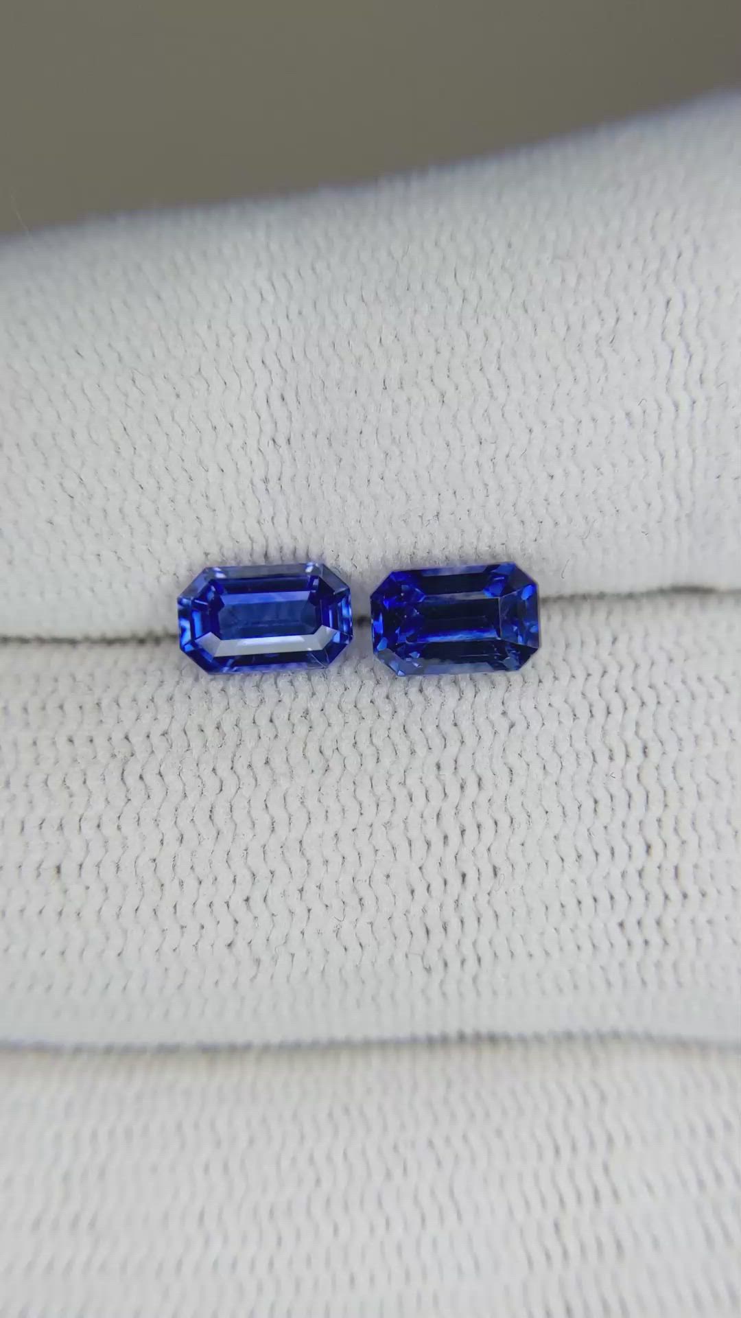 2.23 Ct.Tw.Total Carat Weight Blue Sapphire Pair from Ceylon (Sri Lanka) Size Video
