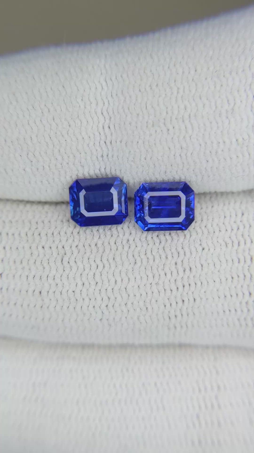 2.23 Ct.Tw.Total Carat Weight Blue Sapphire Pair from Ceylon (Sri Lanka) Size Video