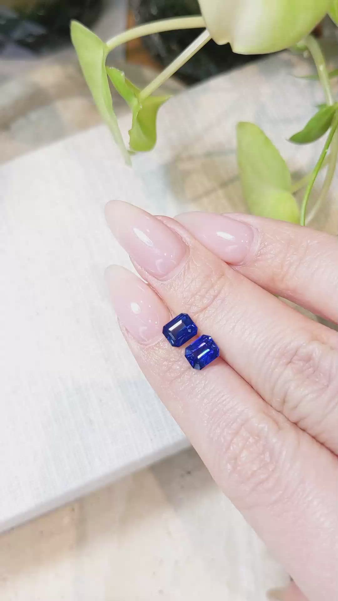 2.23 Ct.Tw.Total Carat Weight Blue Sapphire Pair from Ceylon (Sri Lanka) Size Video