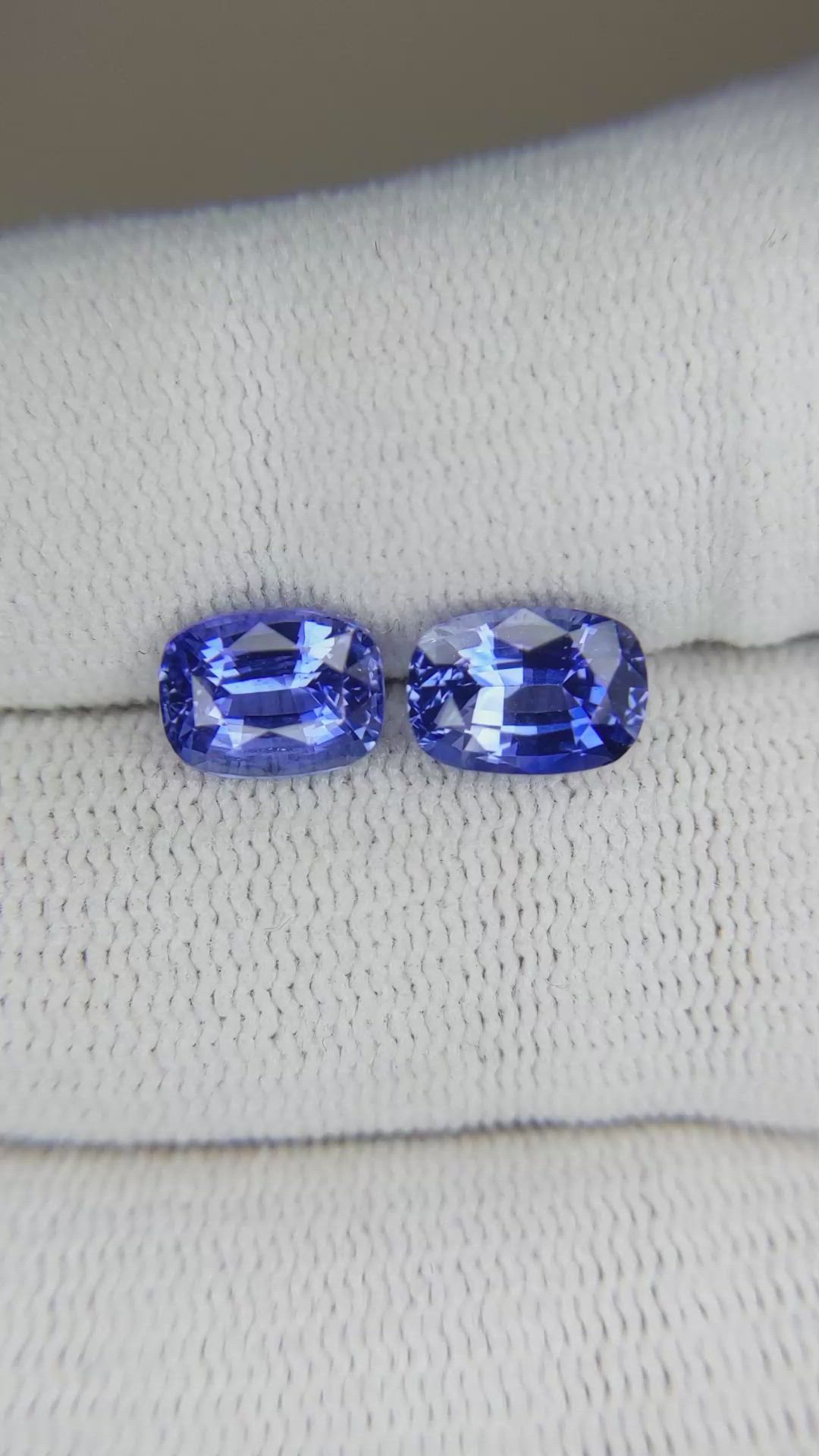 4.19 Ct.Tw.Total Carat Weight Blue Sapphire Pair from Ceylon (Sri Lanka) Size Video