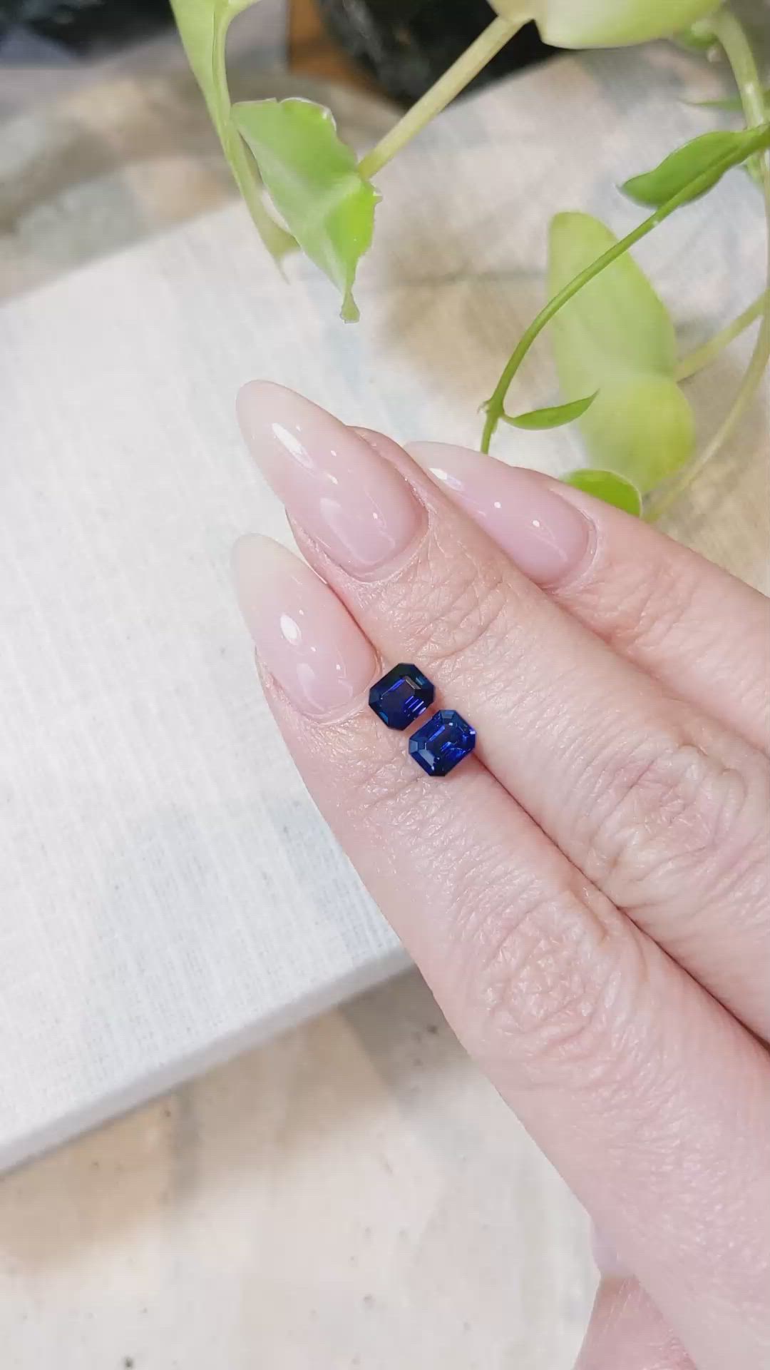 1.80 Ct.Tw.Total Carat Weight Blue Sapphire Pair from Ceylon (Sri Lanka) Size Video