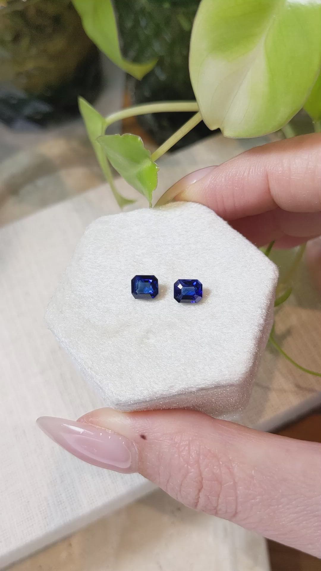 1.80 Ct.Tw.Total Carat Weight Blue Sapphire Pair from Ceylon (Sri Lanka) Size Video