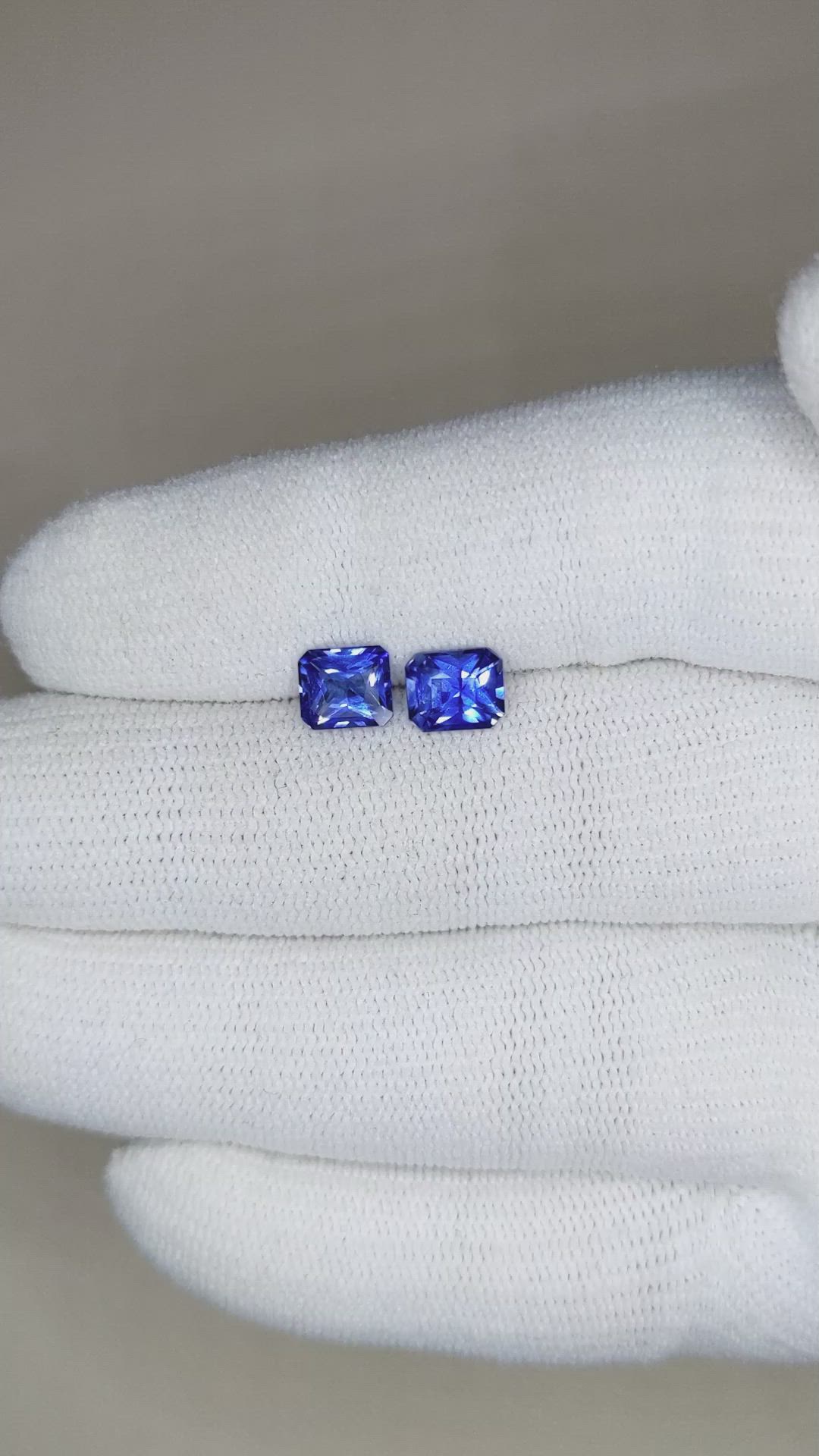 2.12 Ct.Tw.Total Carat Weight Blue Sapphire Pair from Ceylon (Sri Lanka) Size Video