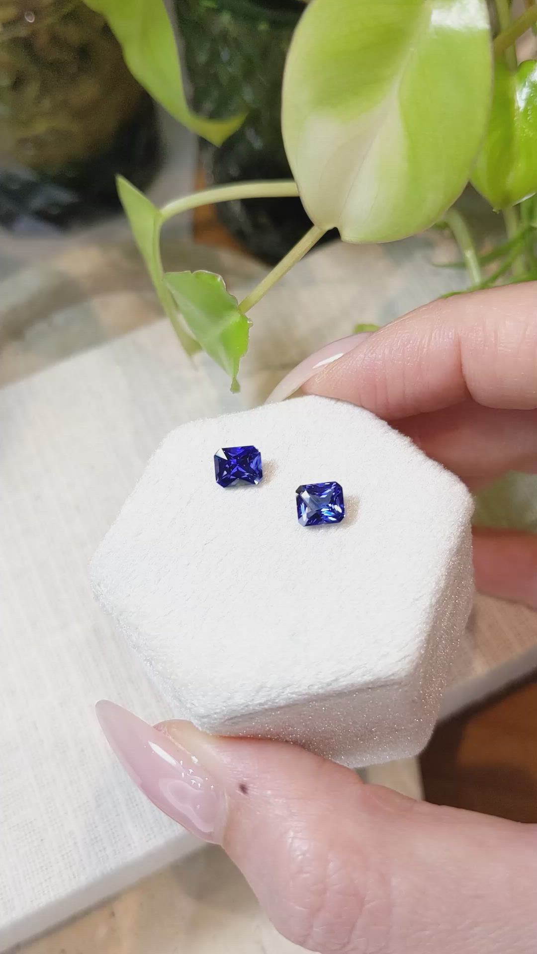 2.12 Ct.Tw.Total Carat Weight Blue Sapphire Pair from Ceylon (Sri Lanka) Size Video