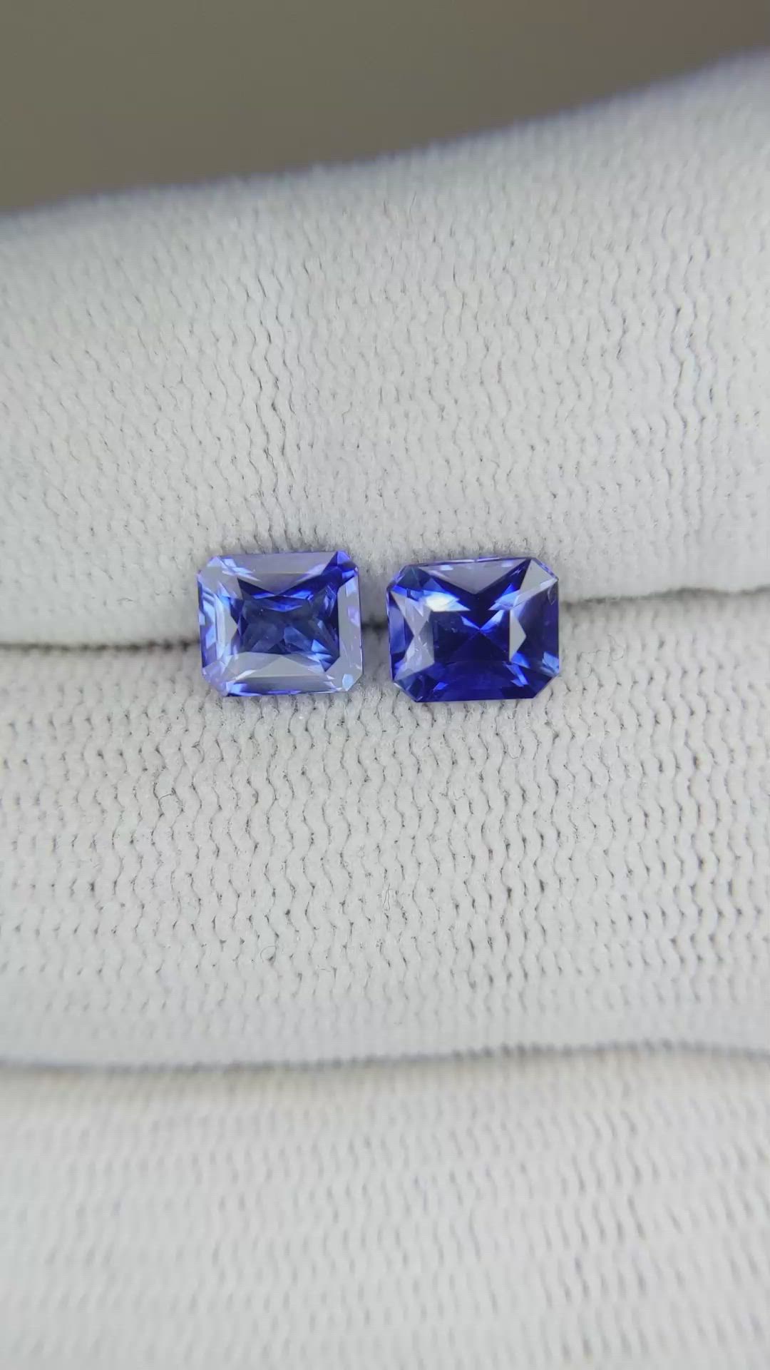 2.12 Ct.Tw.Total Carat Weight Blue Sapphire Pair from Ceylon (Sri Lanka) Size Video