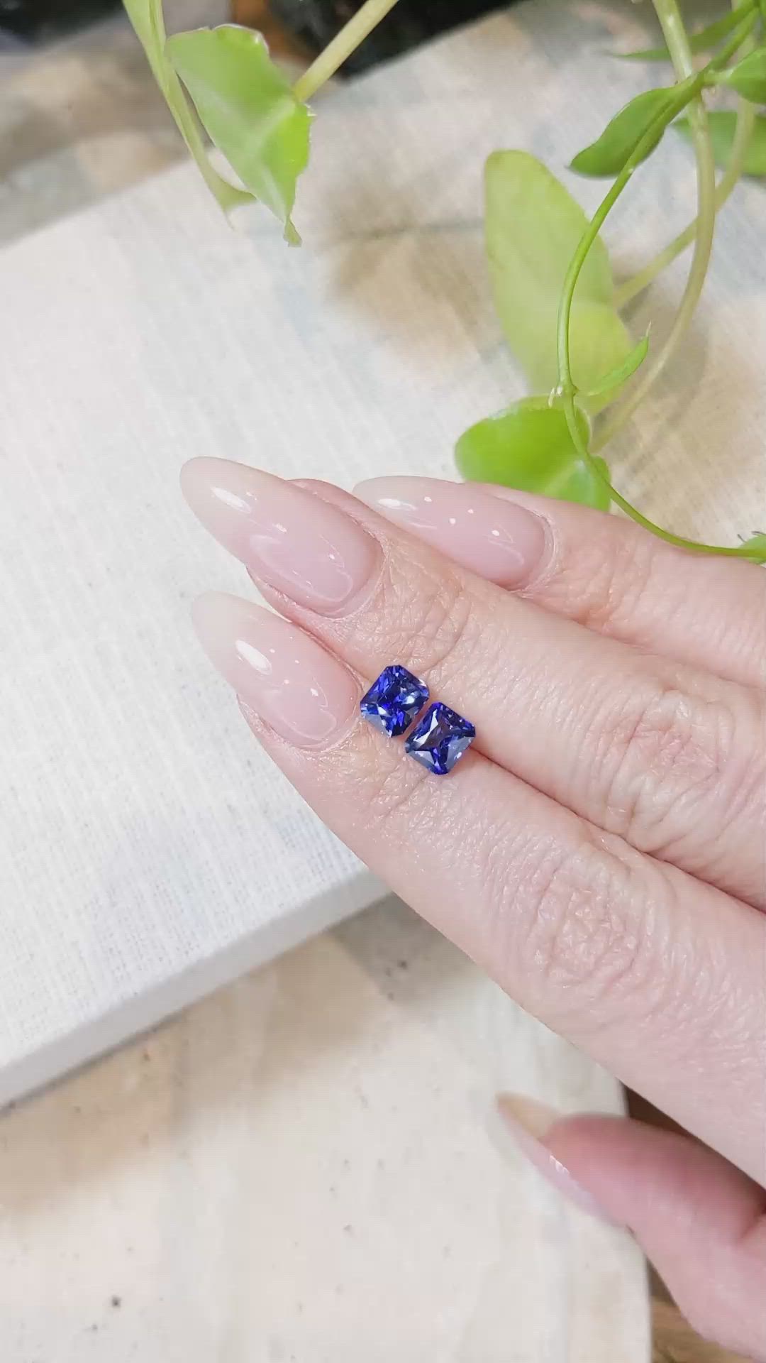 2.12 Ct.Tw.Total Carat Weight Blue Sapphire Pair from Ceylon (Sri Lanka) Size Video