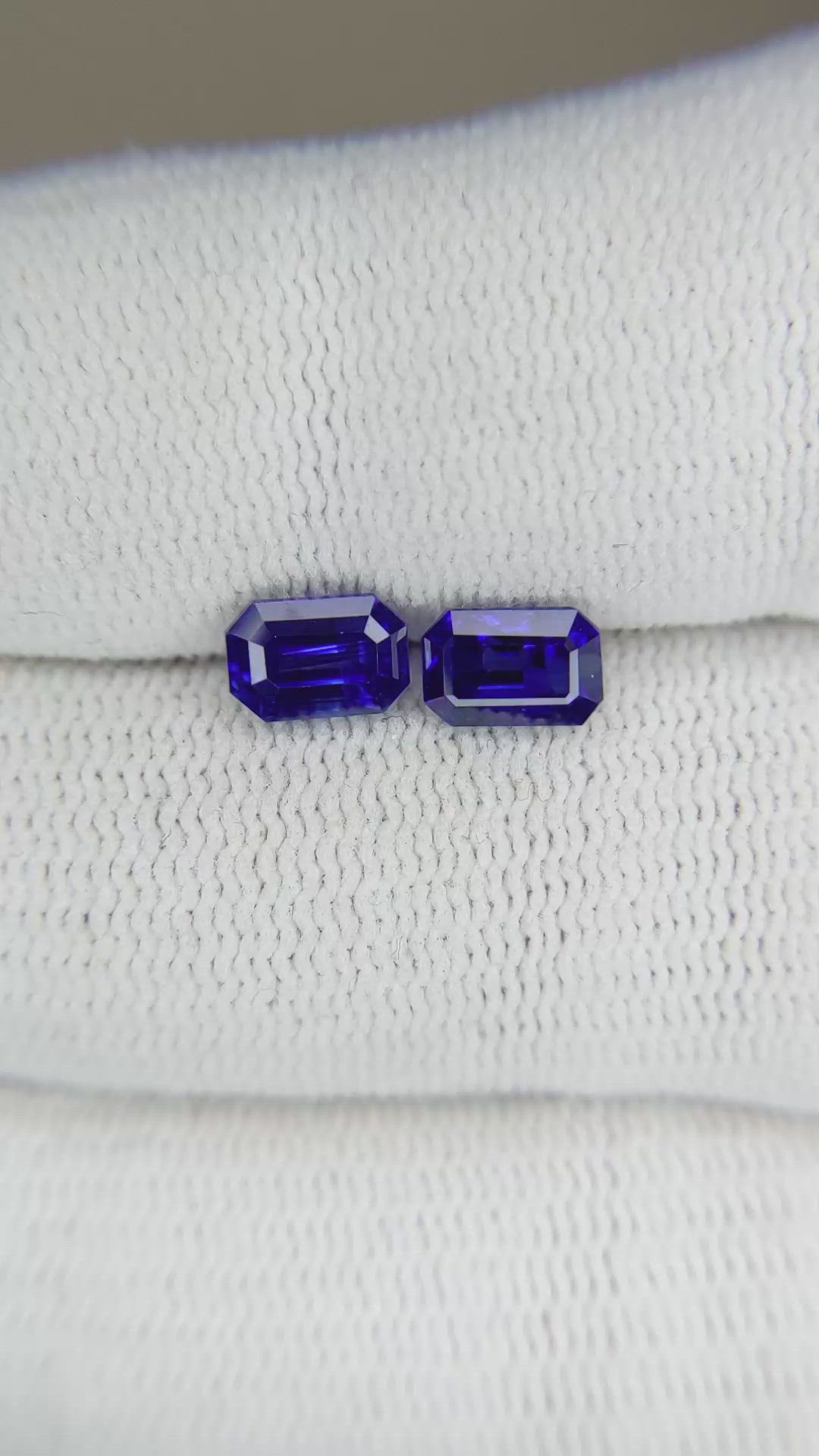 1.88 Ct.Tw.Total Carat Weight Blue Sapphire Pair from Ceylon (Sri Lanka) Size Video