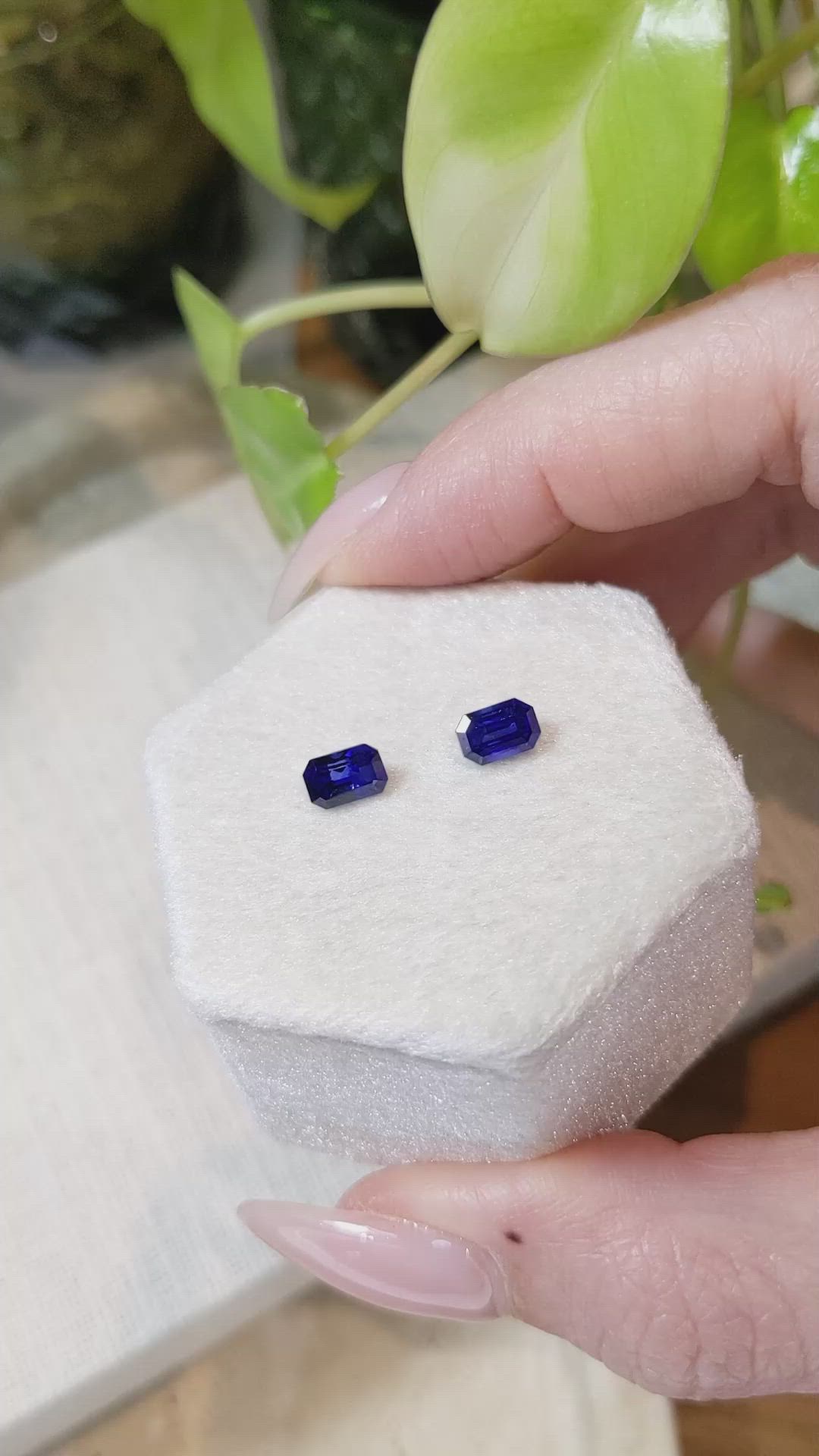 1.88 Ct.Tw.Total Carat Weight Blue Sapphire Pair from Ceylon (Sri Lanka) Size Video