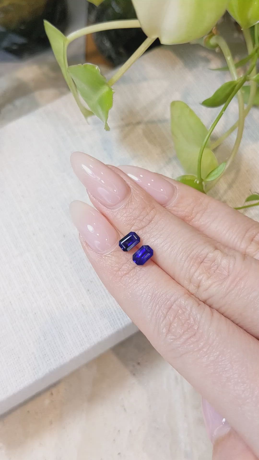 1.88 Ct.Tw.Total Carat Weight Blue Sapphire Pair from Ceylon (Sri Lanka) Size Video