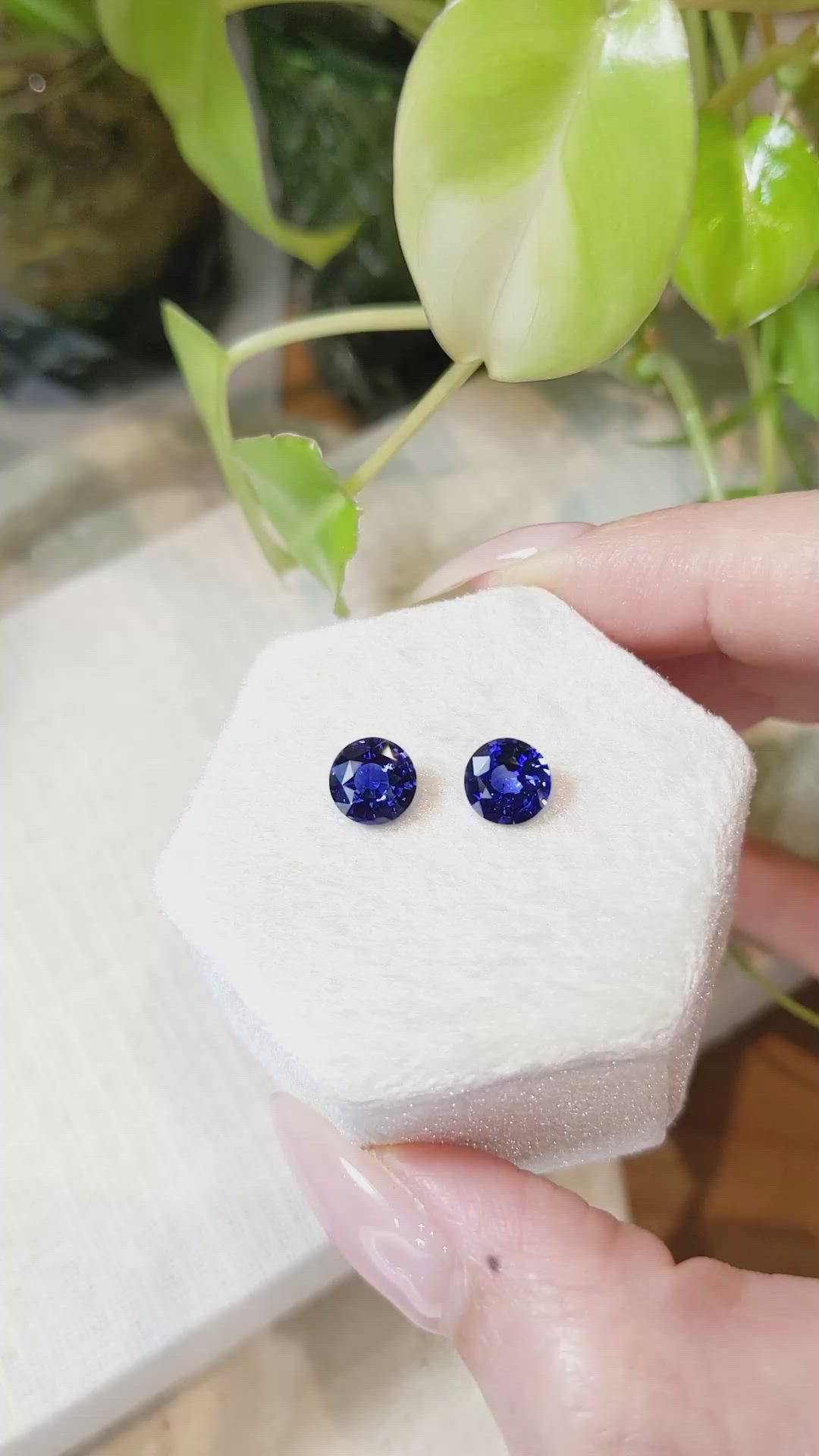 2.87 Ct.Tw.Total Carat Weight Blue Sapphire Pair from Ceylon (Sri Lanka) Size Video